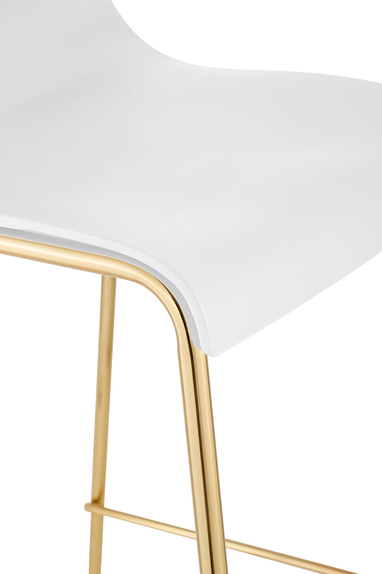 Lot de 2 tabourets de bar Hover, plastique, piètement 4 pieds, doré