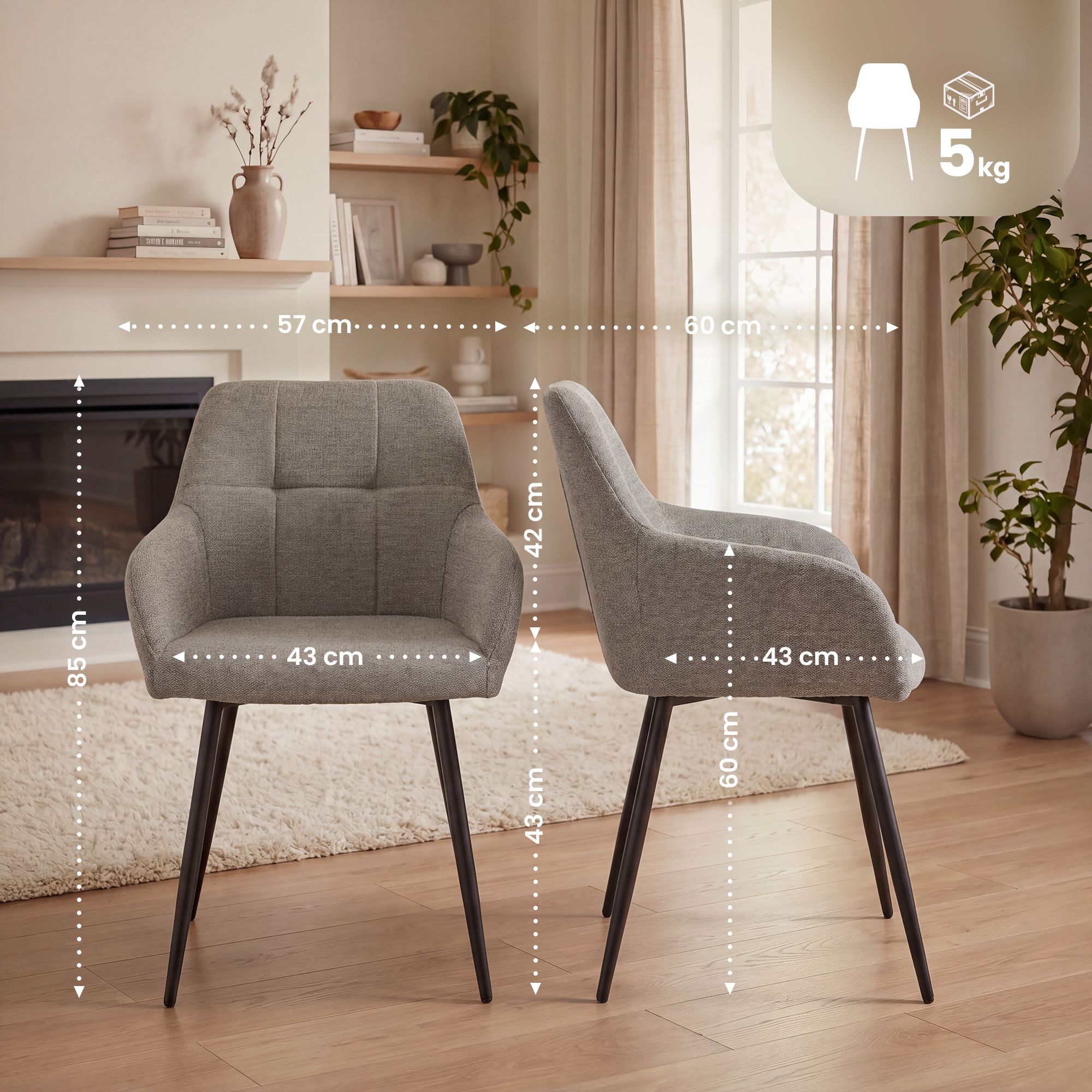 Chaise de salle à manger Fergus en tissu