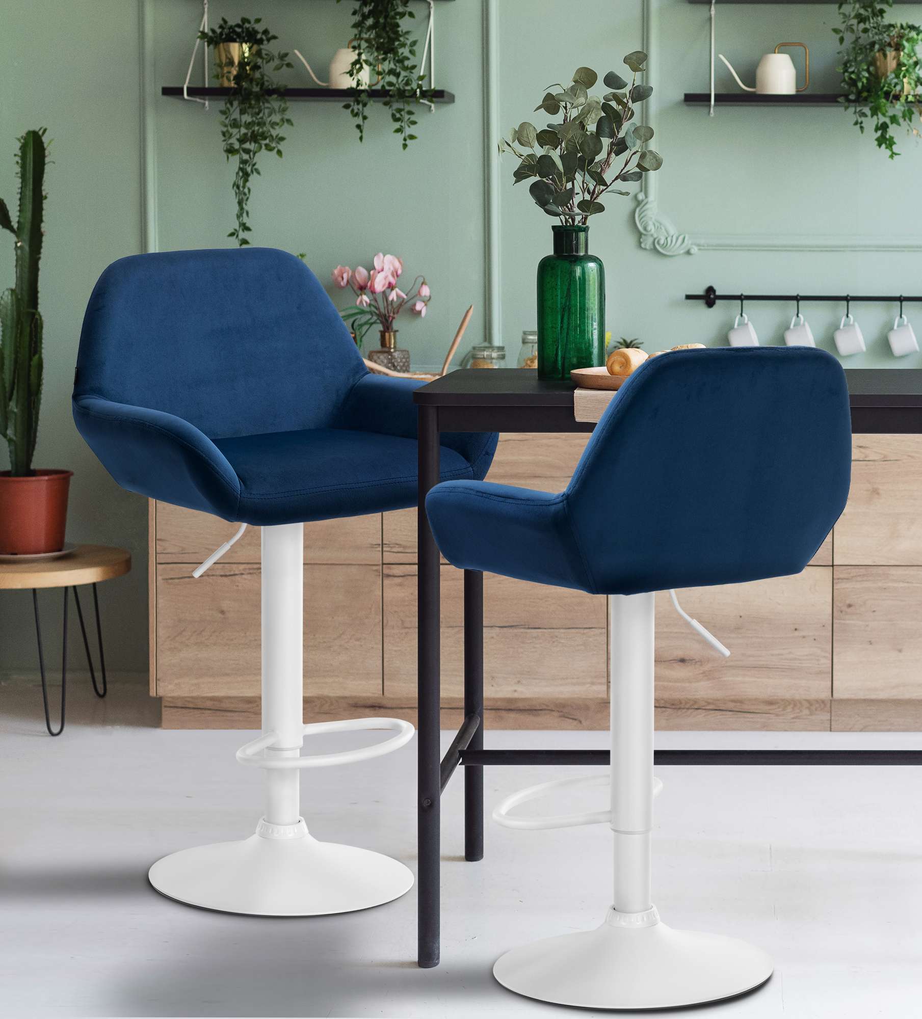 Ensemble de 2 tabourets de bar Braga en velours