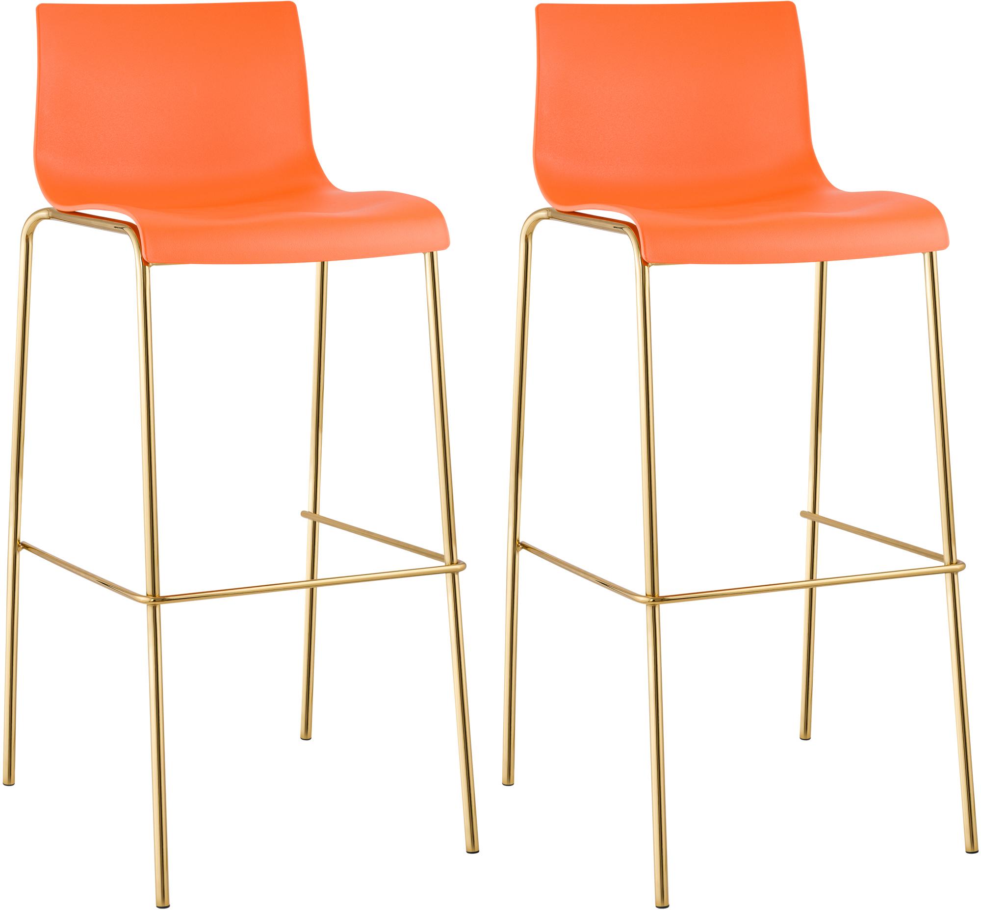 Lot de 2 tabourets de bar Hover, plastique, piètement 4 pieds, doré