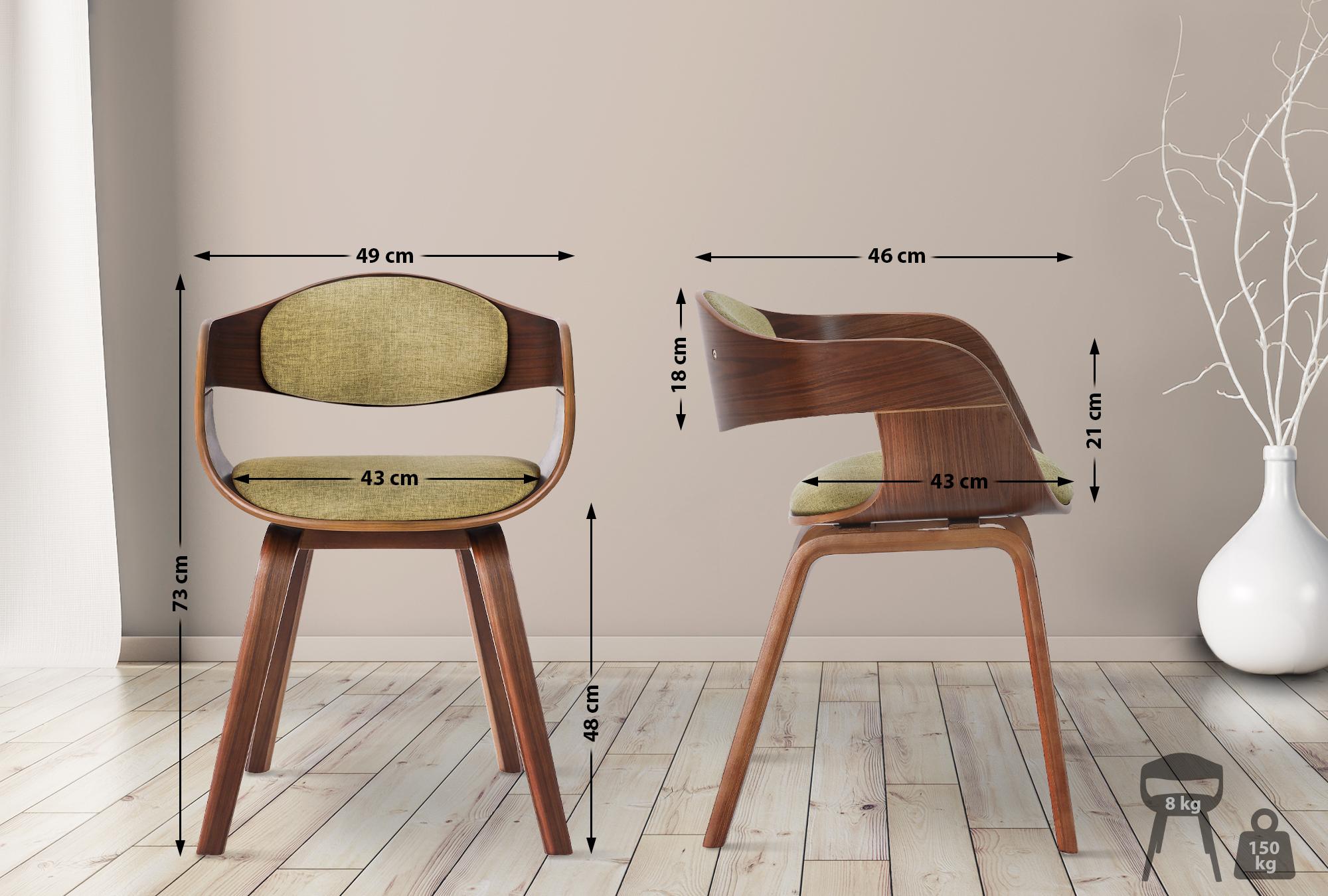 Lot de 2 chaises de salle à manger Kingston en Tissu