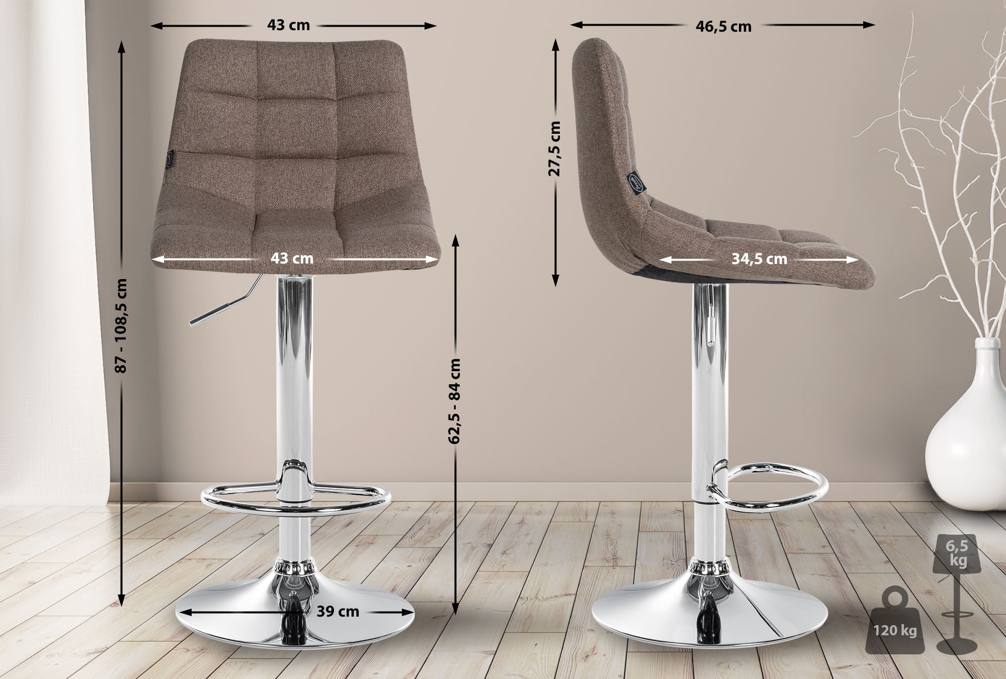 Tabouret de bar Jerry Tissu