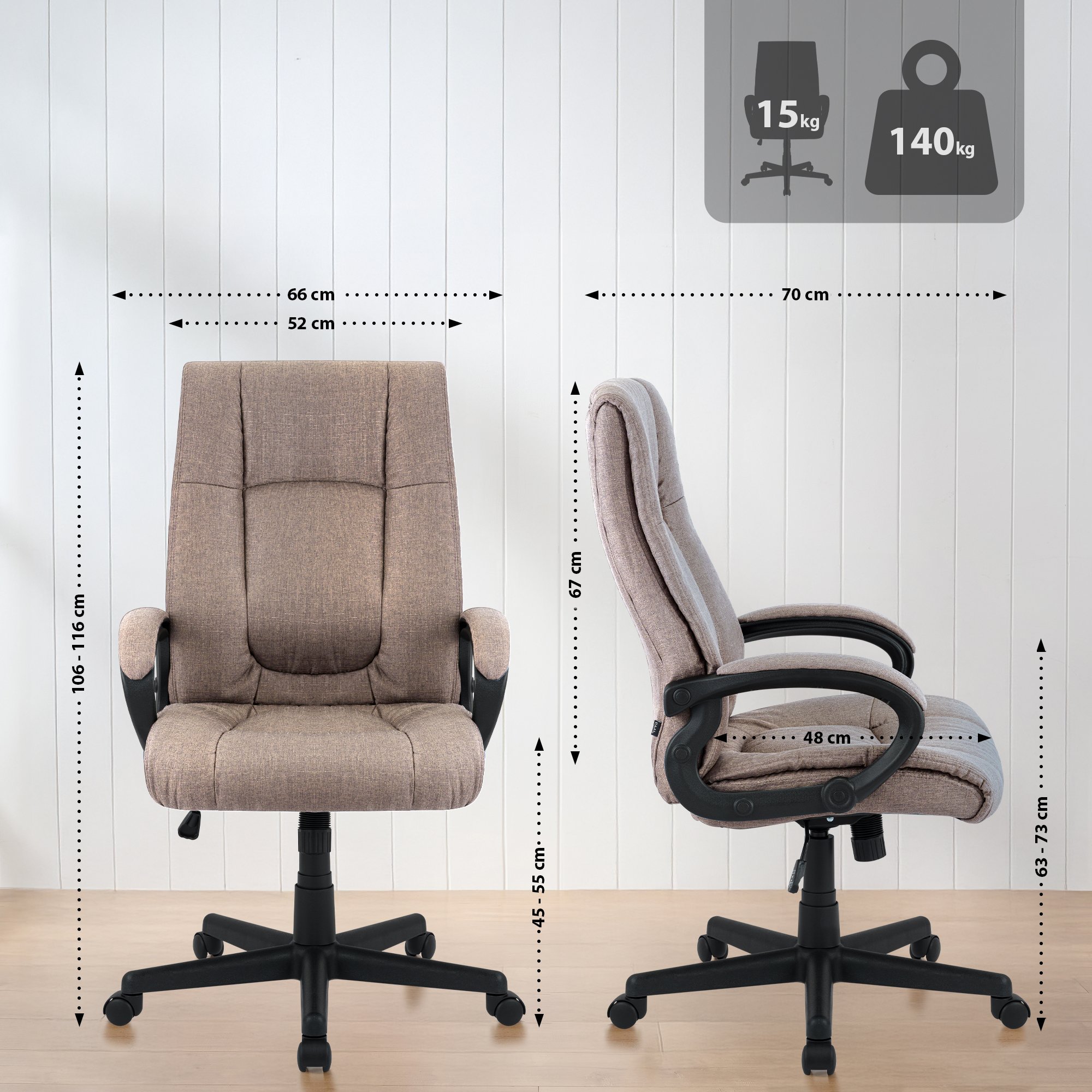 Chaise de Bureau XL Sparta Tissu
