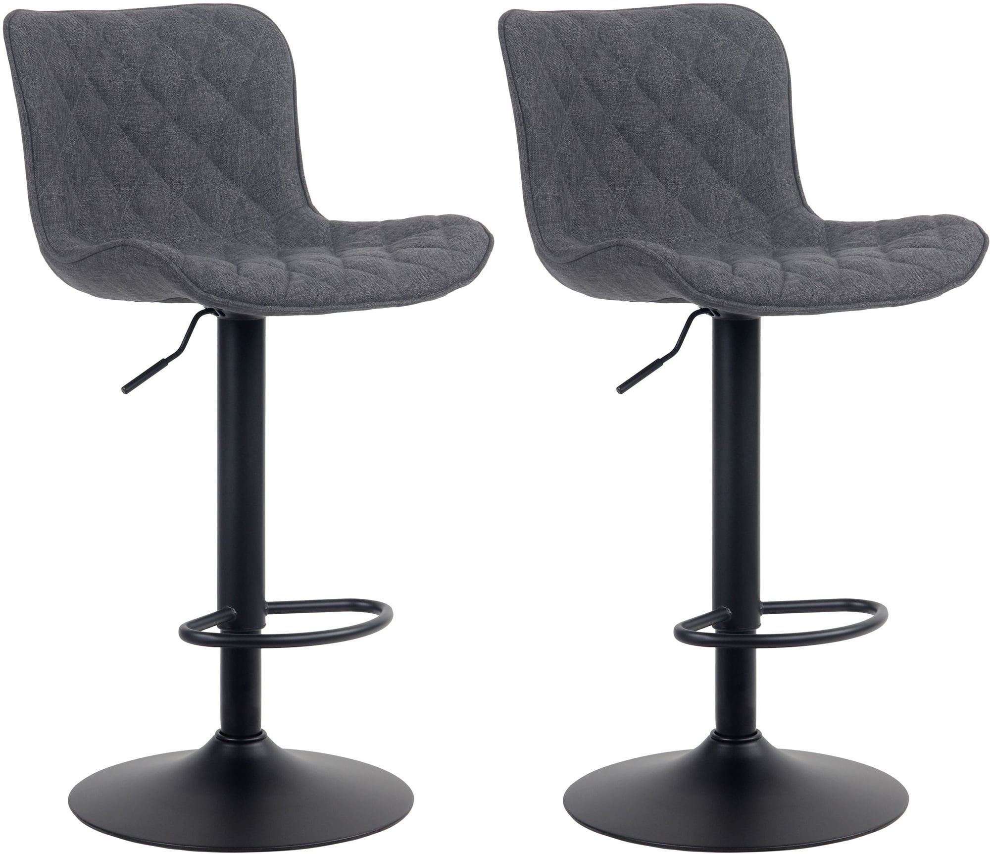 Lot de 2 Tabourets de bar Emma Pied Métal Hauteur Réglable Pivotant