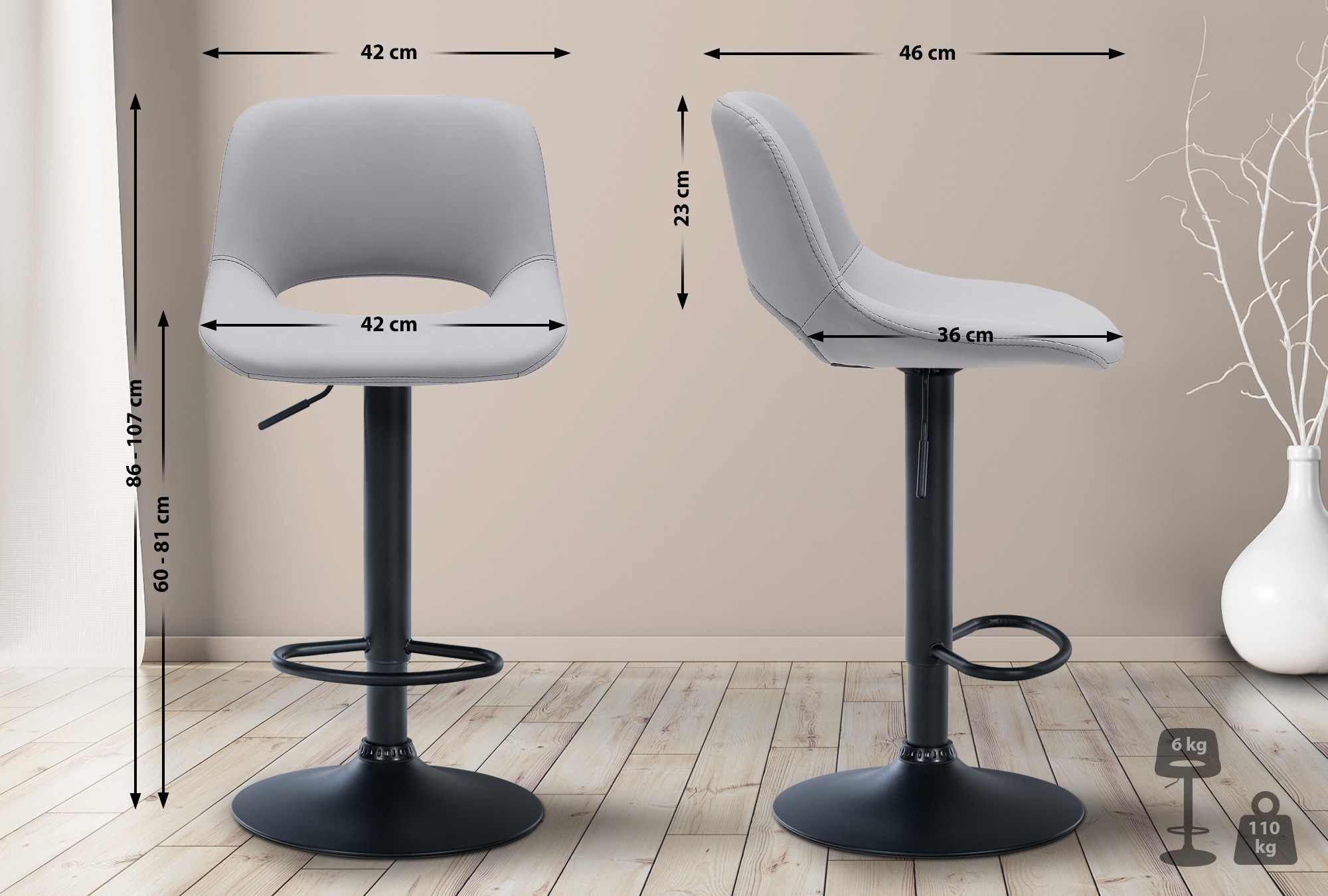 Lot de 2 tabourets de bar Camden en similicuir