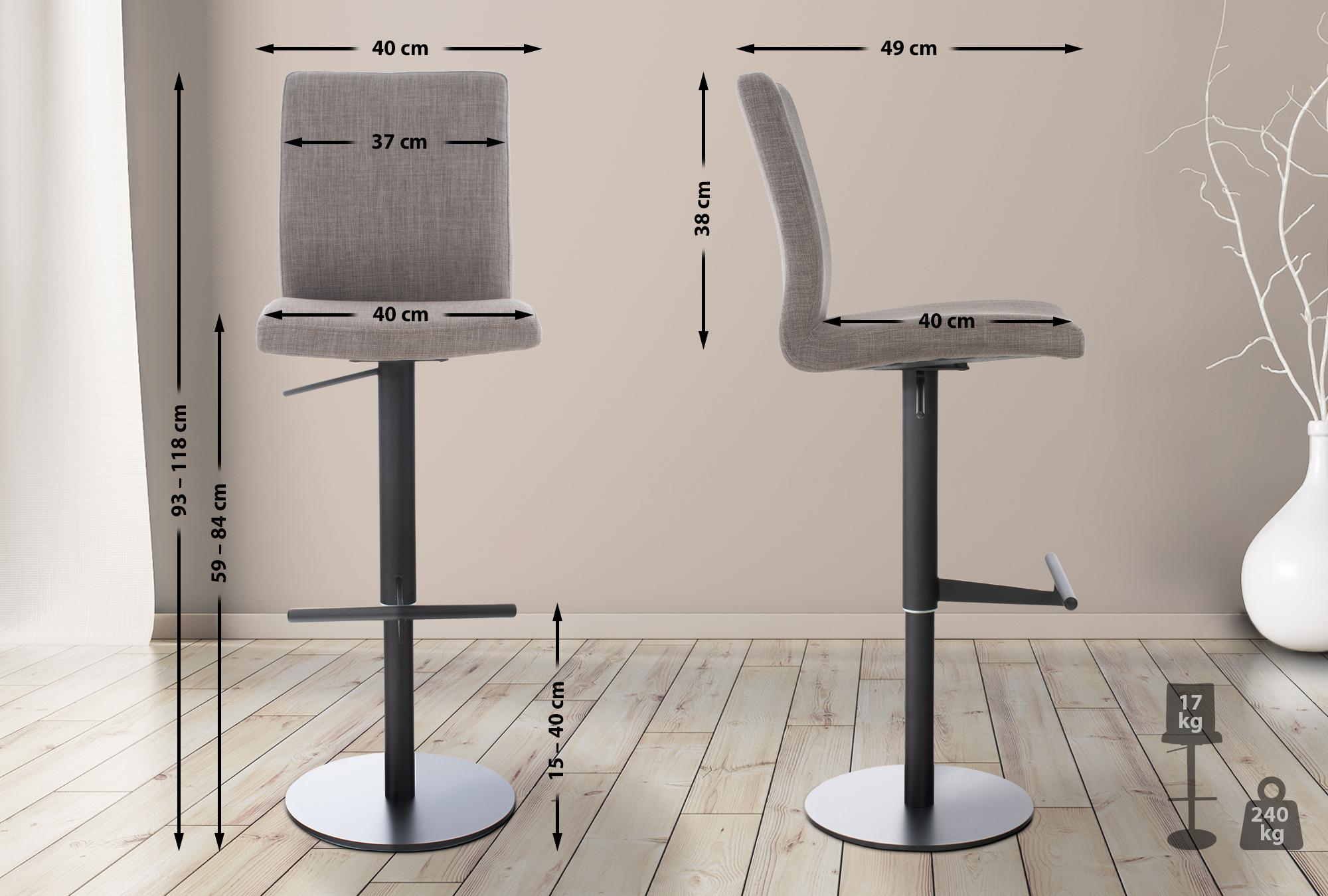 Lot de 2 tabourets de bar Cadiz en tissu