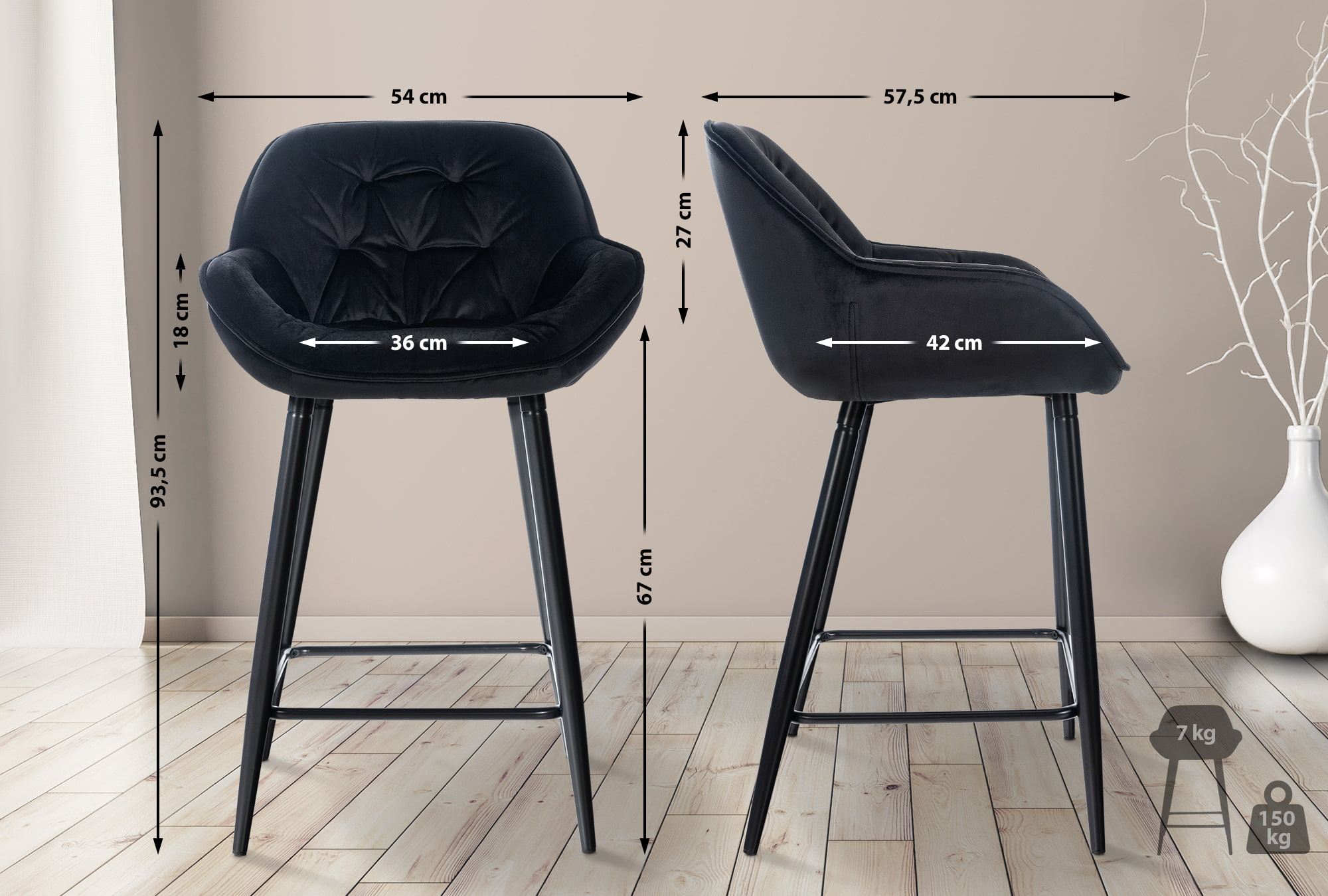 Tabouret de bar Gibson avec Pieds en Métal