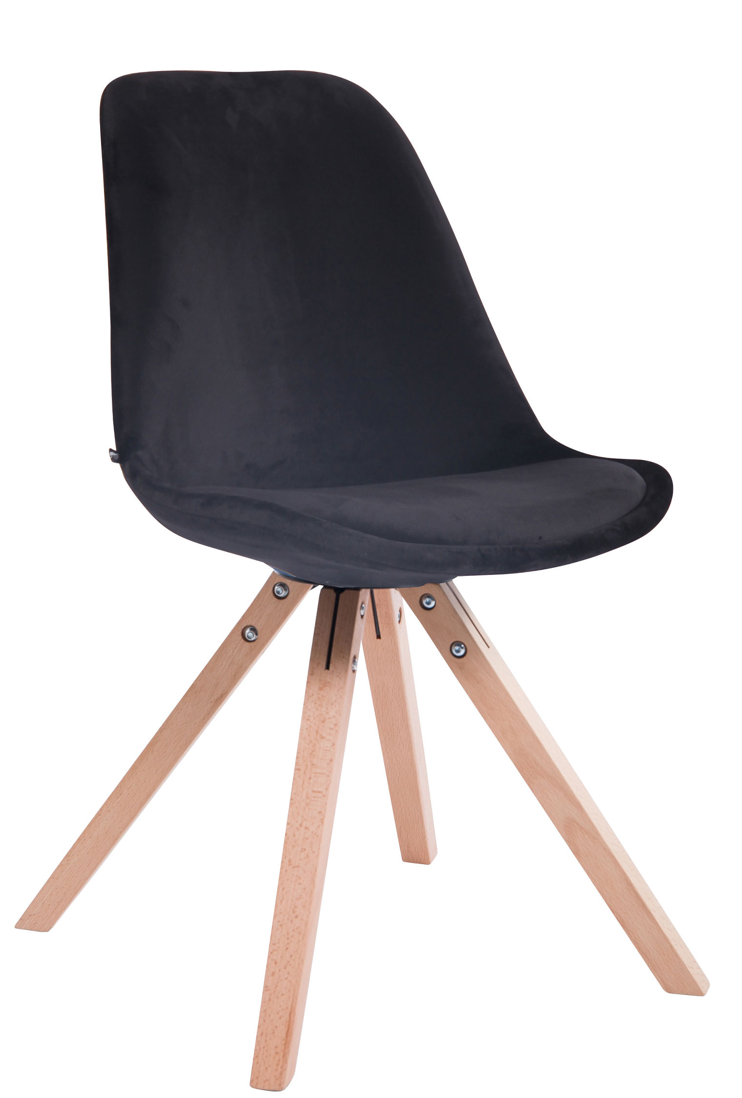 Lot de 4 Chaises de salle à manger Toulouse Velours Pieds carrés bois