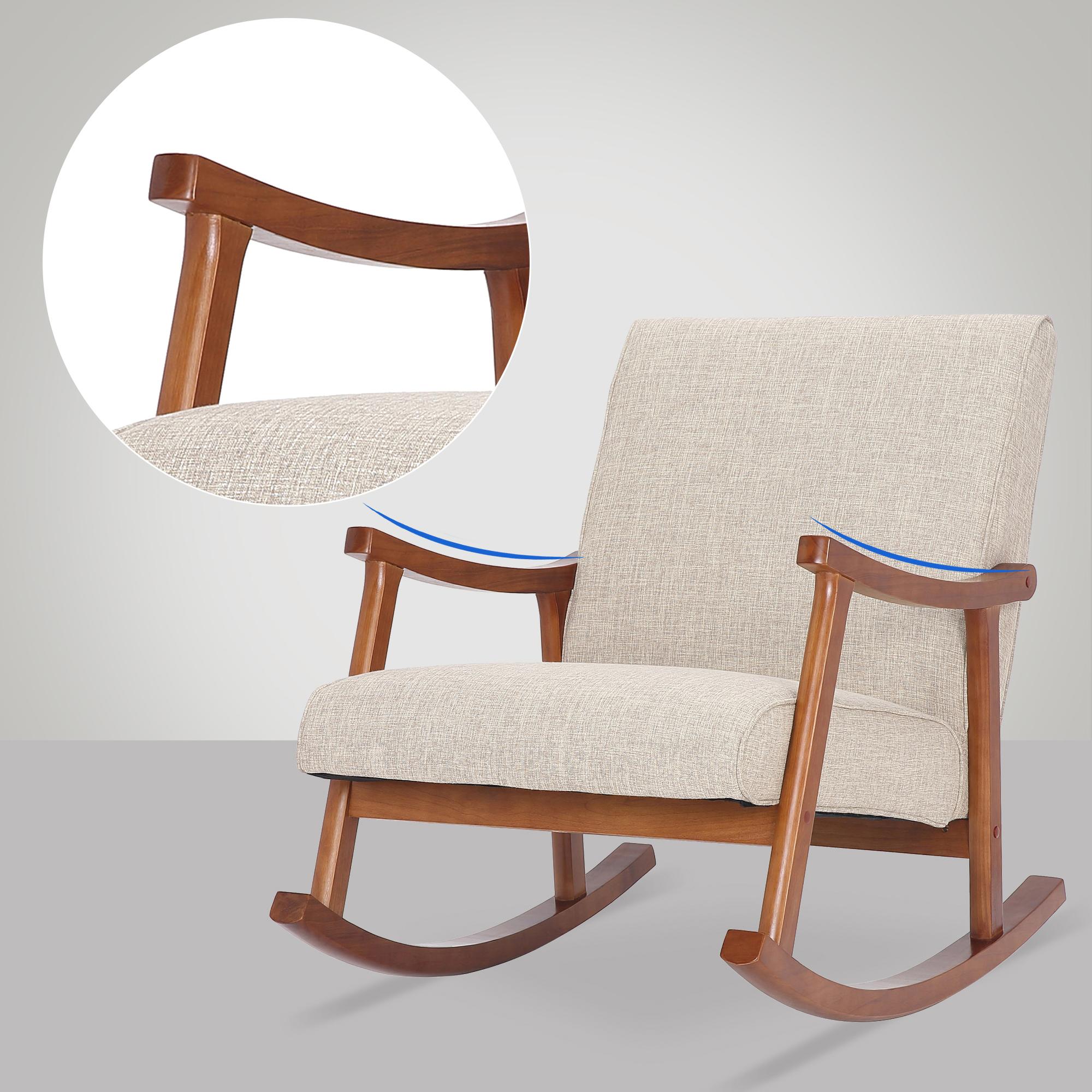 Chaise à bascule Morelia en tissu avec pieds Noyer