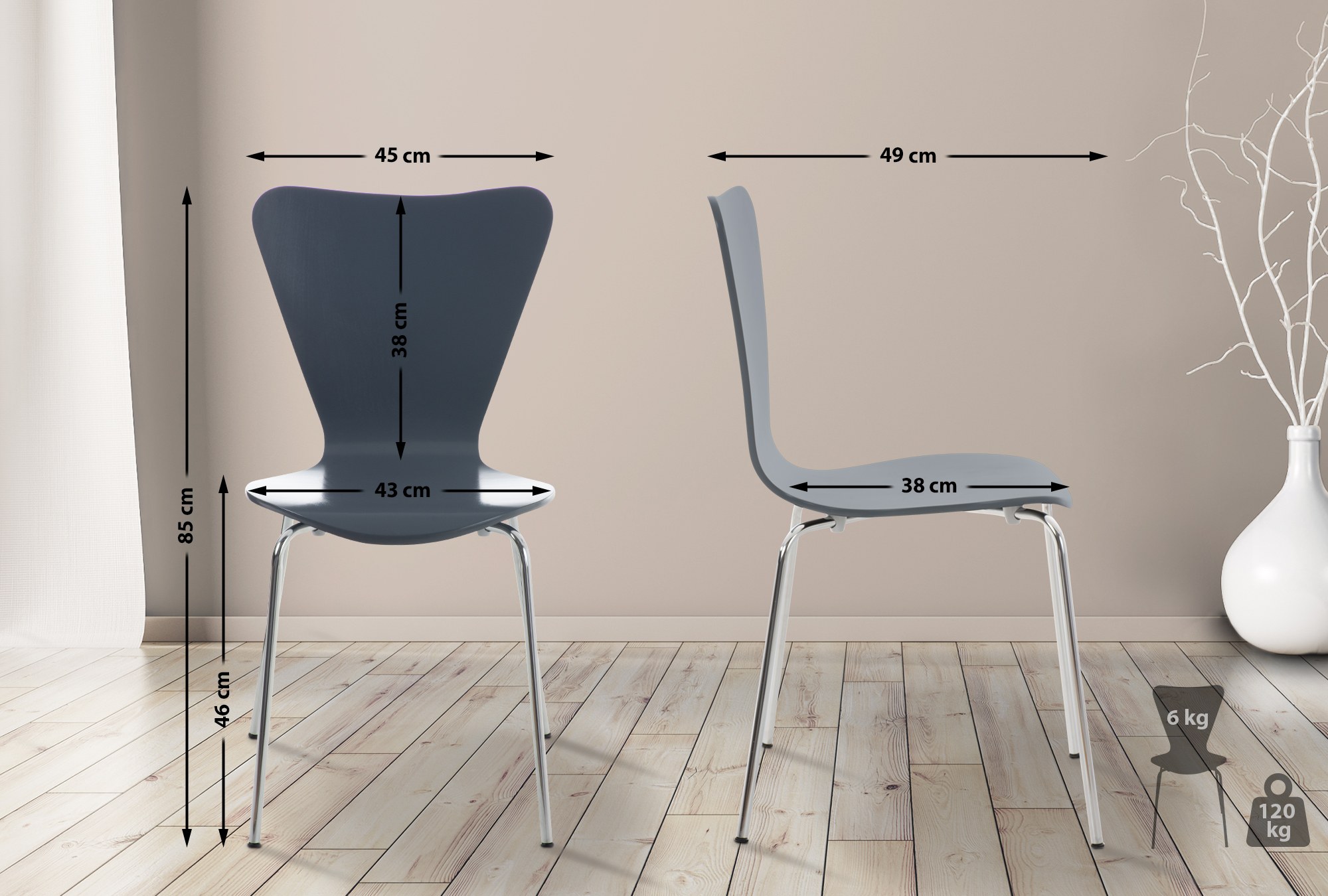 Lot de 4 chaises empilables Calisto