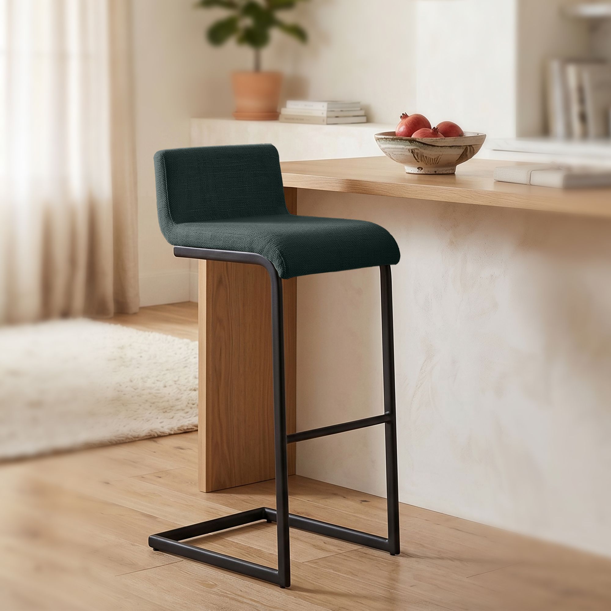 Lot de 2 Tabourets de Bar Newport, Piétement Métallique Noir