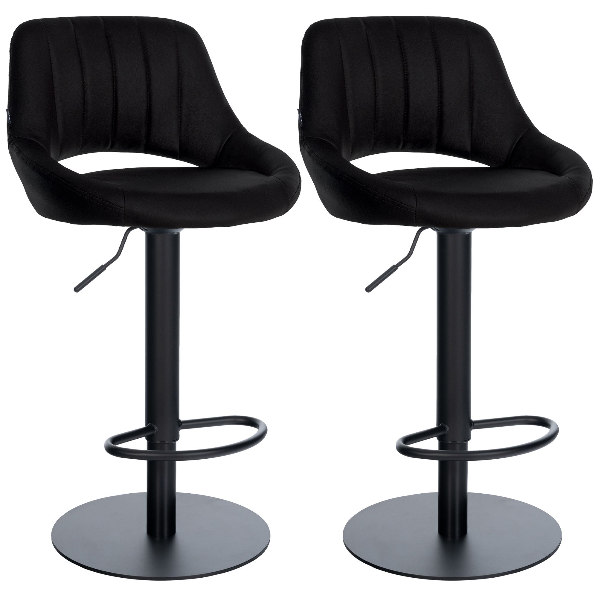 Lot de 2 tabourets de bar Milet noirs avec bases extra lourdes