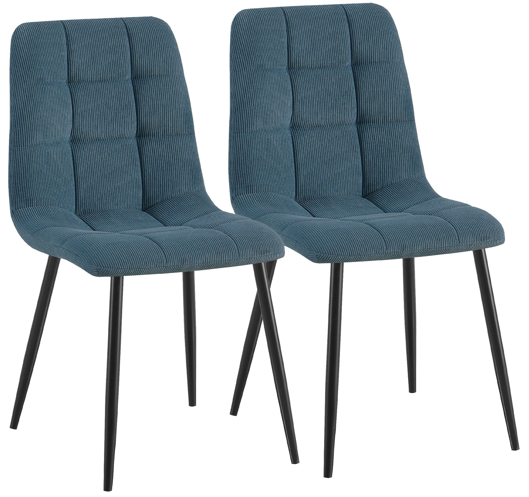 Lot de 2 chaises de salle a manger Antibes en velours cotele