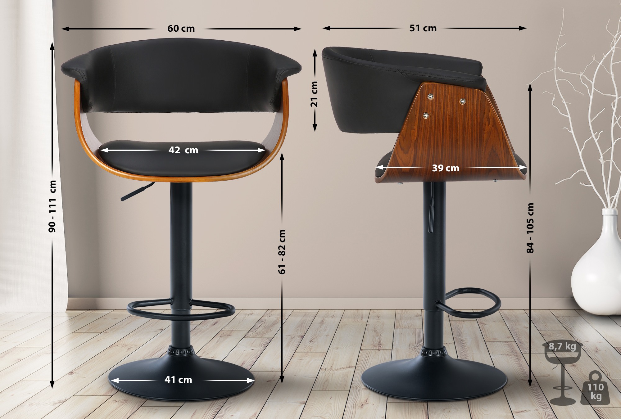 Lot de 2 tabourets de bar Vestal