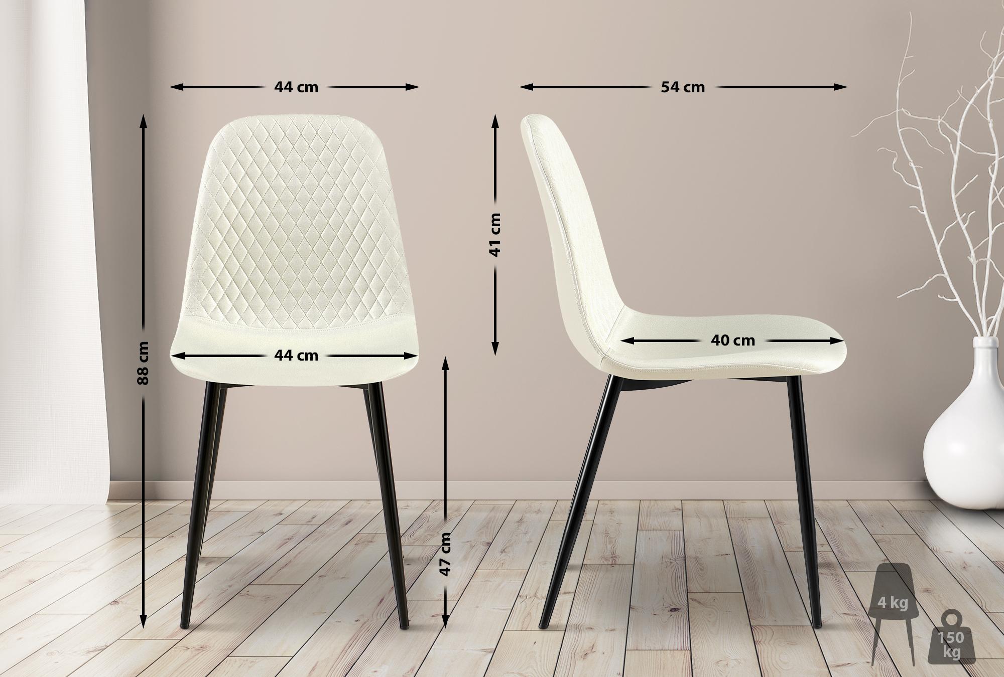 Lot de 4 Chaises de salle à manger Giverny avec Piètement en métal noir