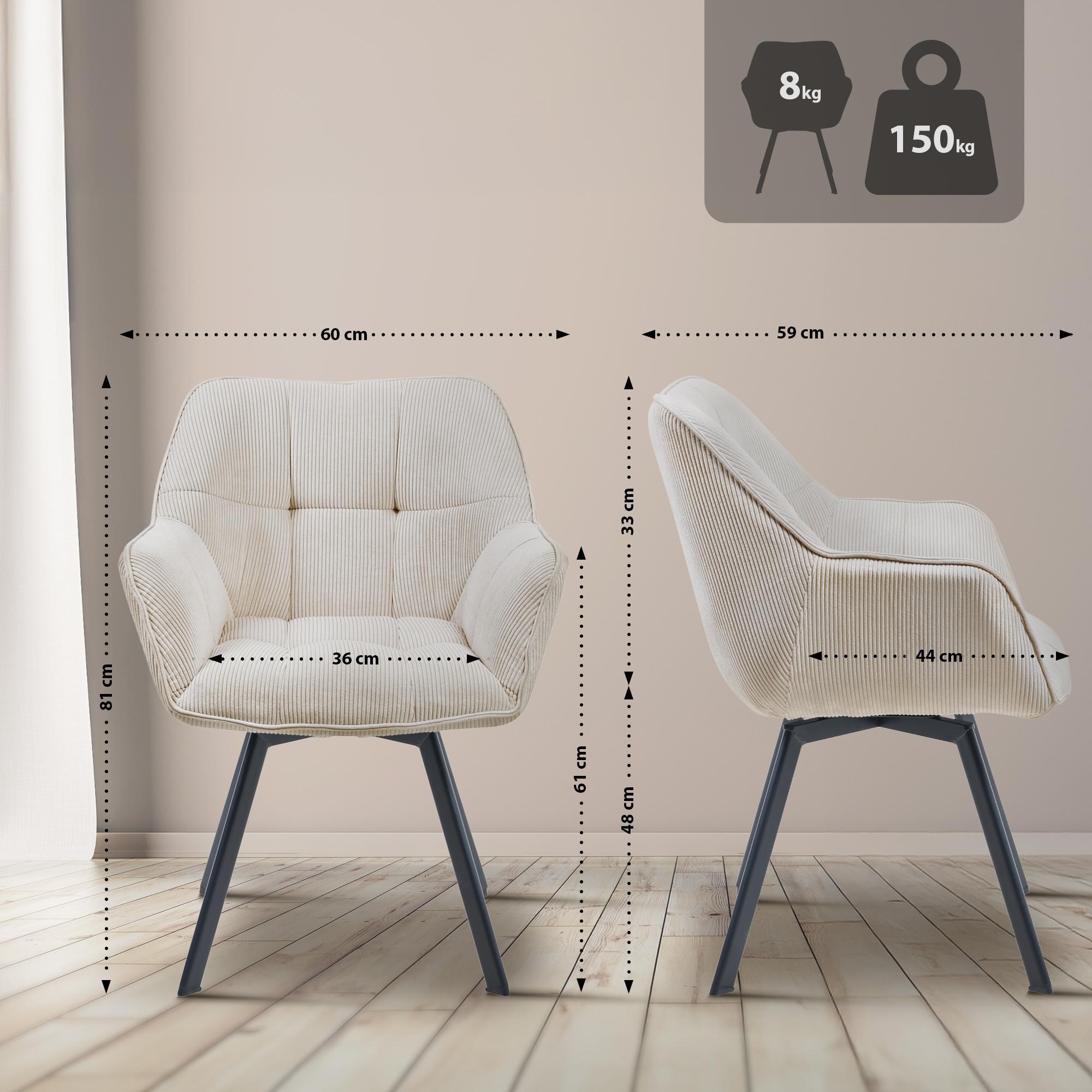 Chaise de salle à manger Jordi Cord