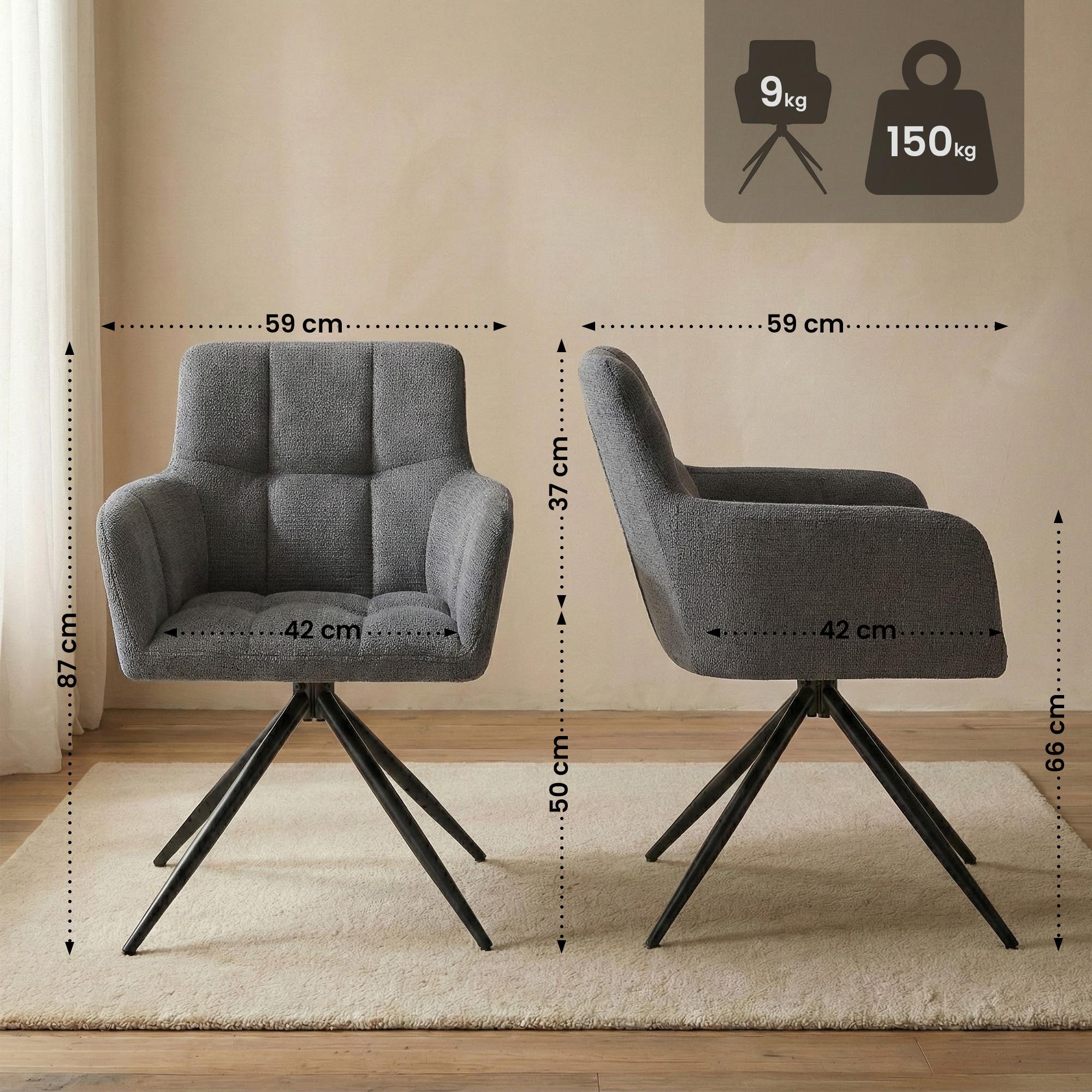 Lot de 2 chaises de salle à manger Jonah en tissu