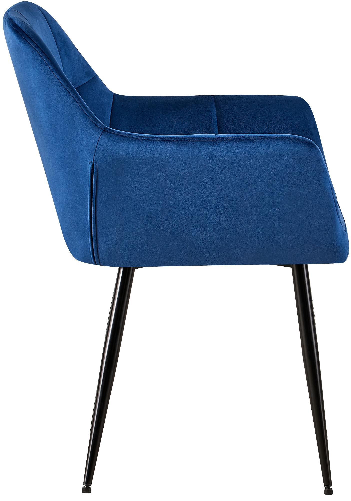 Chaise de salle à manger Emia en Velours avec Piètement en Métal noir