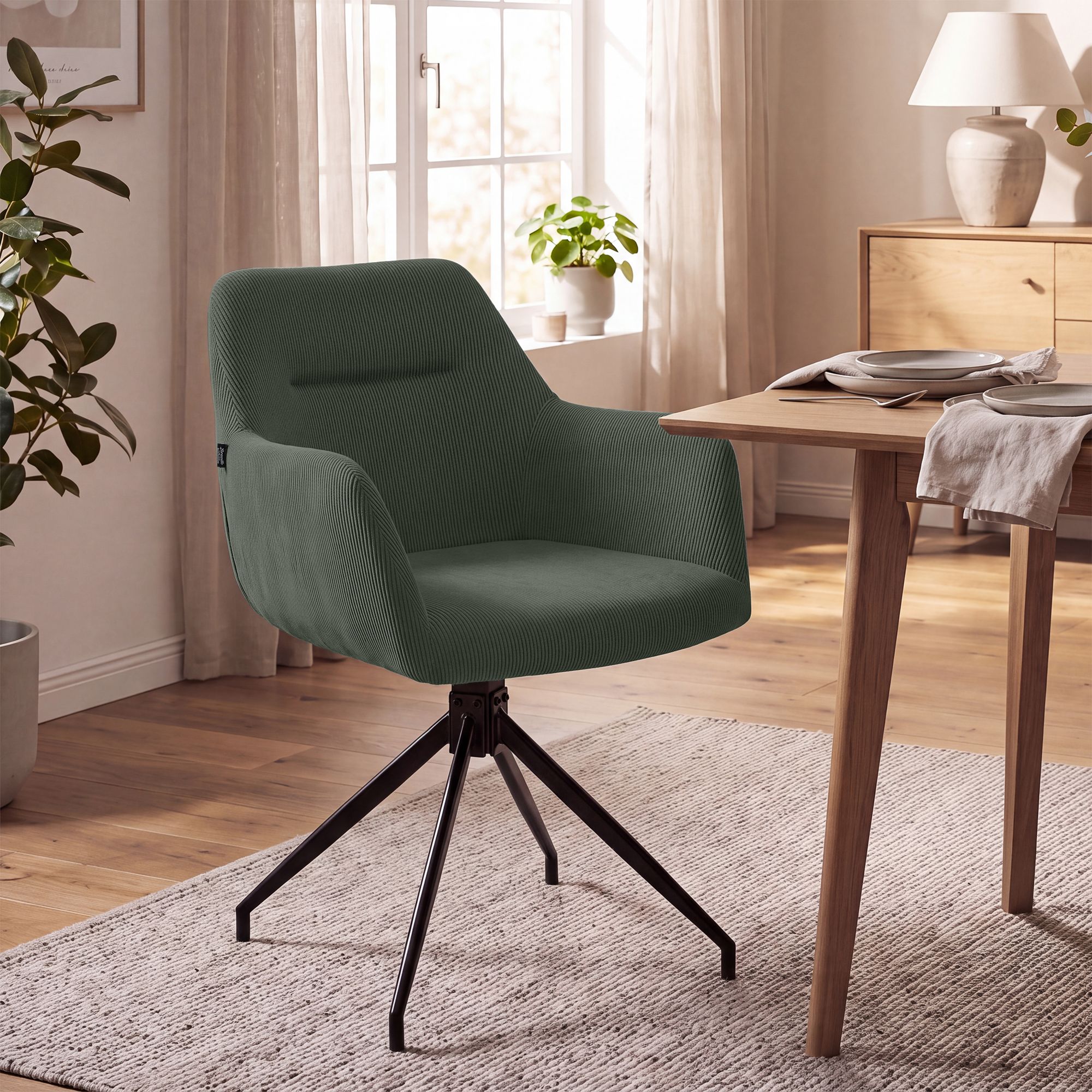Chaise de salle à manger Merlinda en velours côtelé
