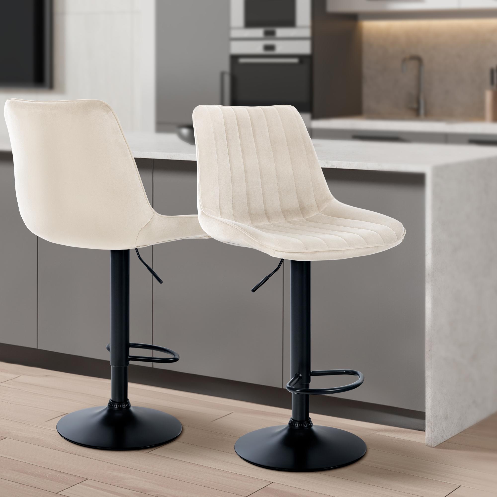 Tabouret de bar Toni en Velours Pied trompette en Métal
