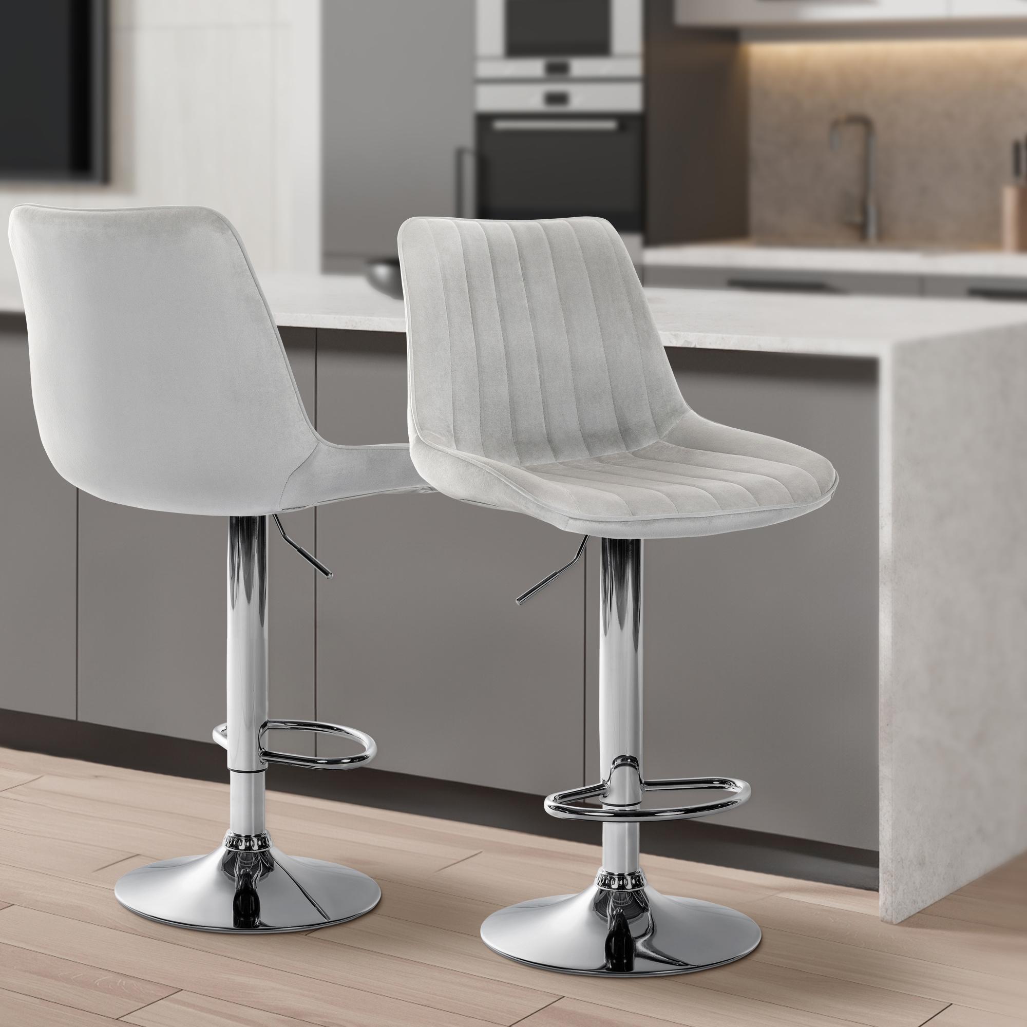 Tabouret de bar Toni en Velours Pied trompette en Métal