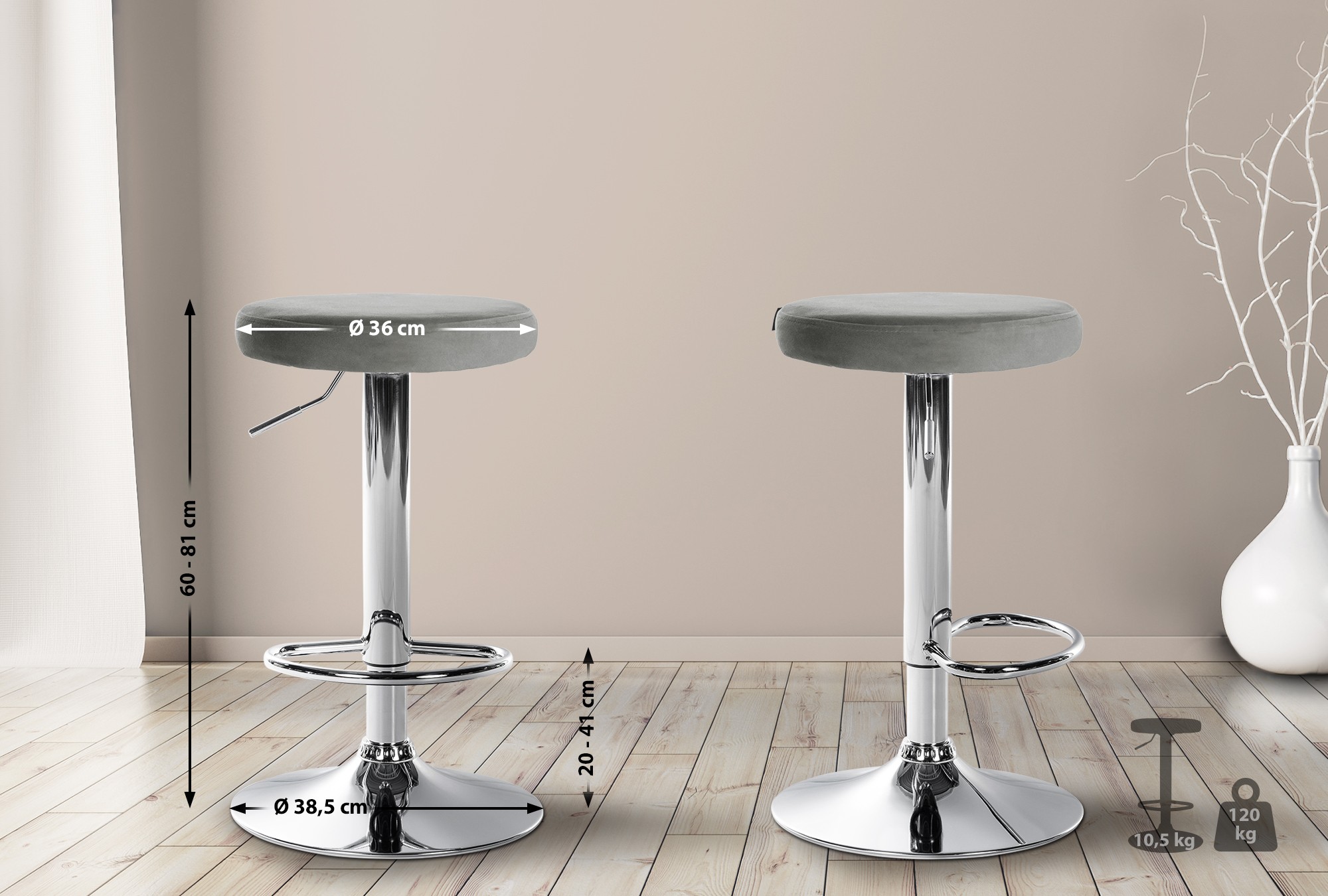 Tabouret de bar Ponte revêtement velours