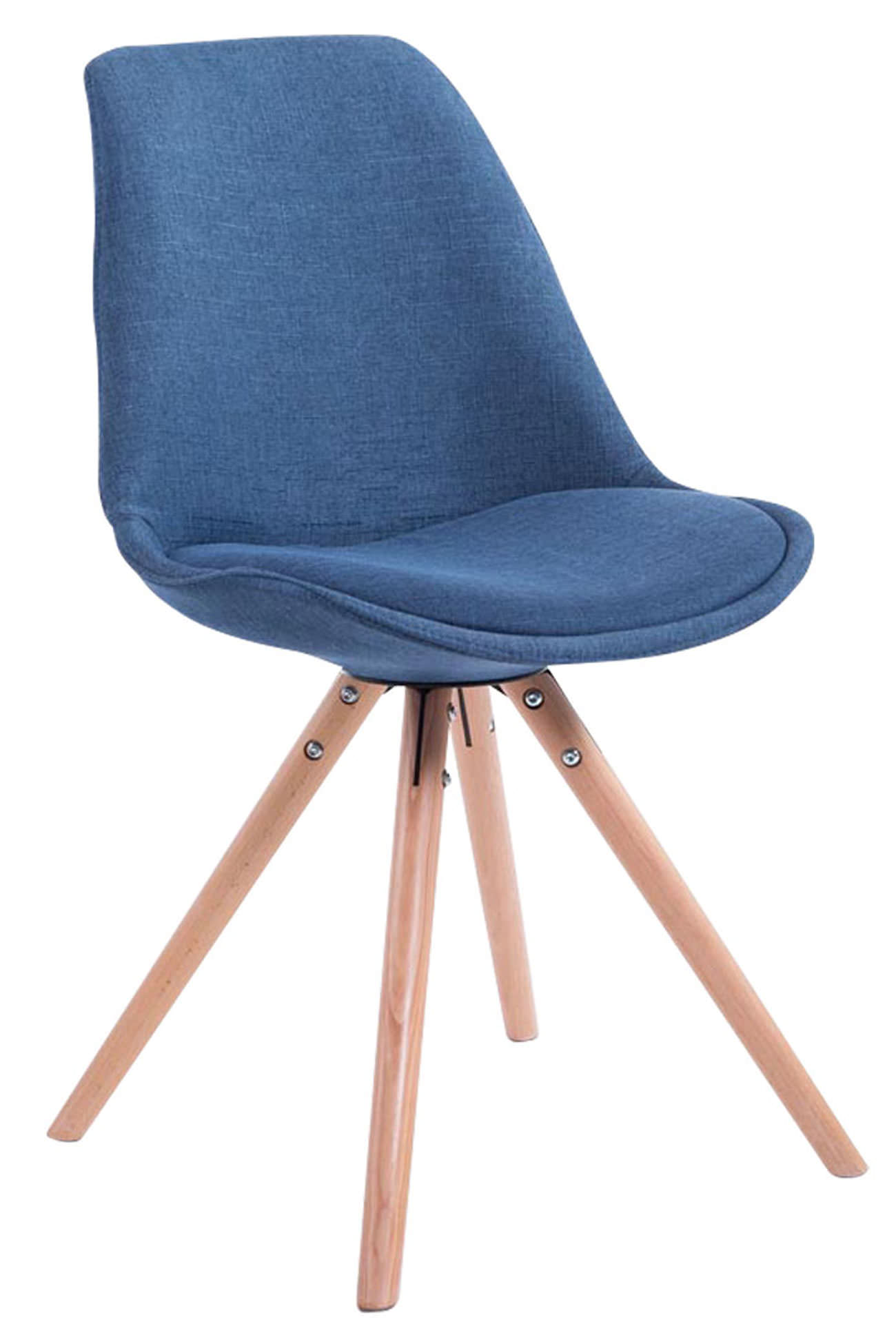Lot de 4 Chaises de salle à manger Toulouse Tissu Pieds ronds bois
