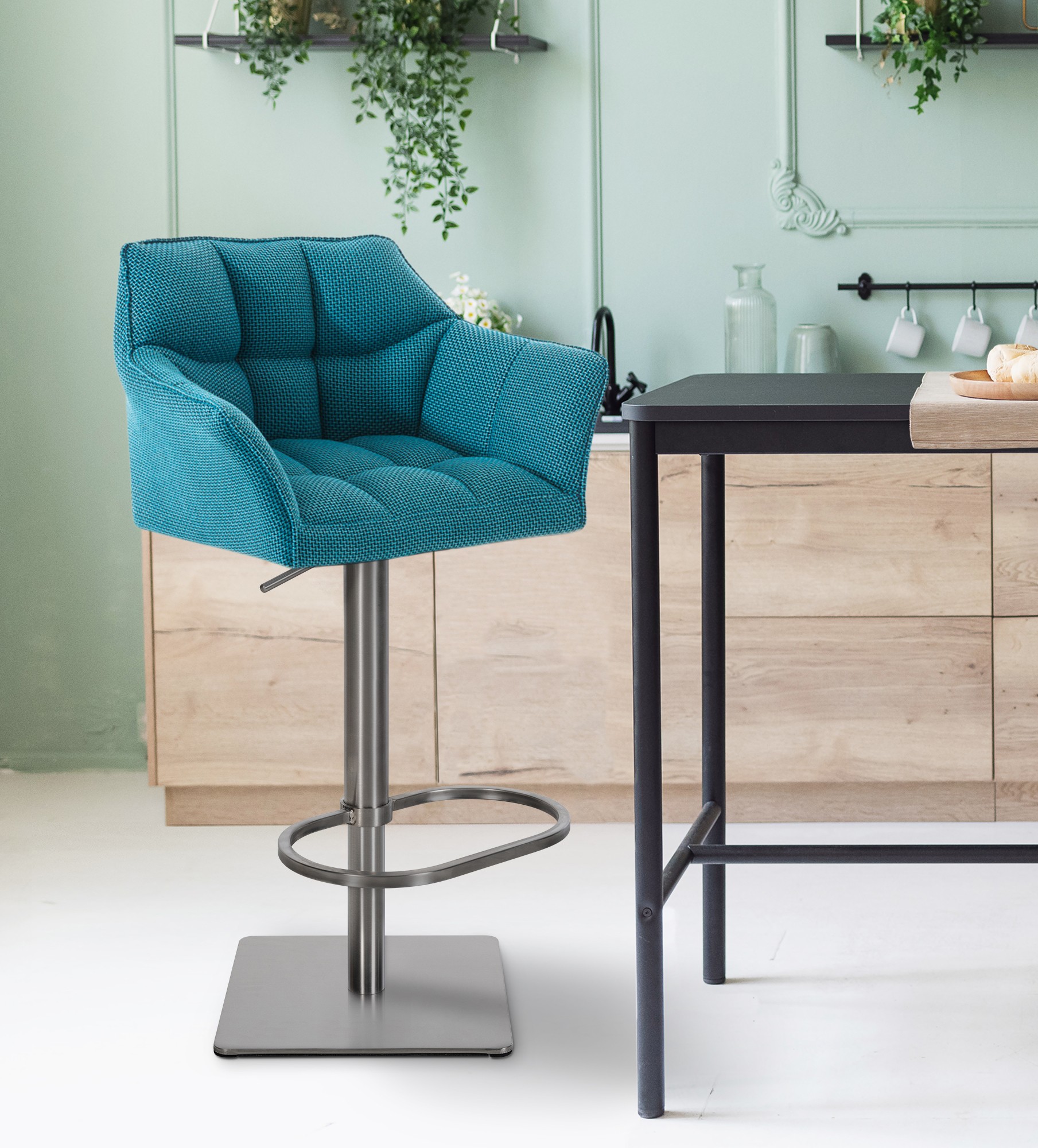 Tabouret de bar Damaso avec revetement en tissu