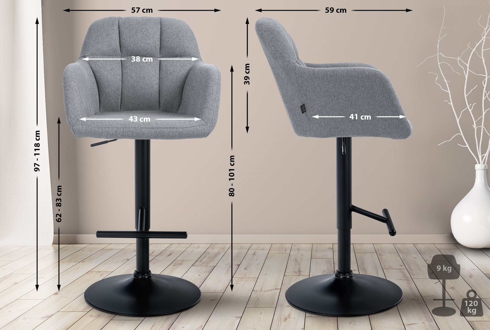 Tabouret de bar Natoma Tissu
