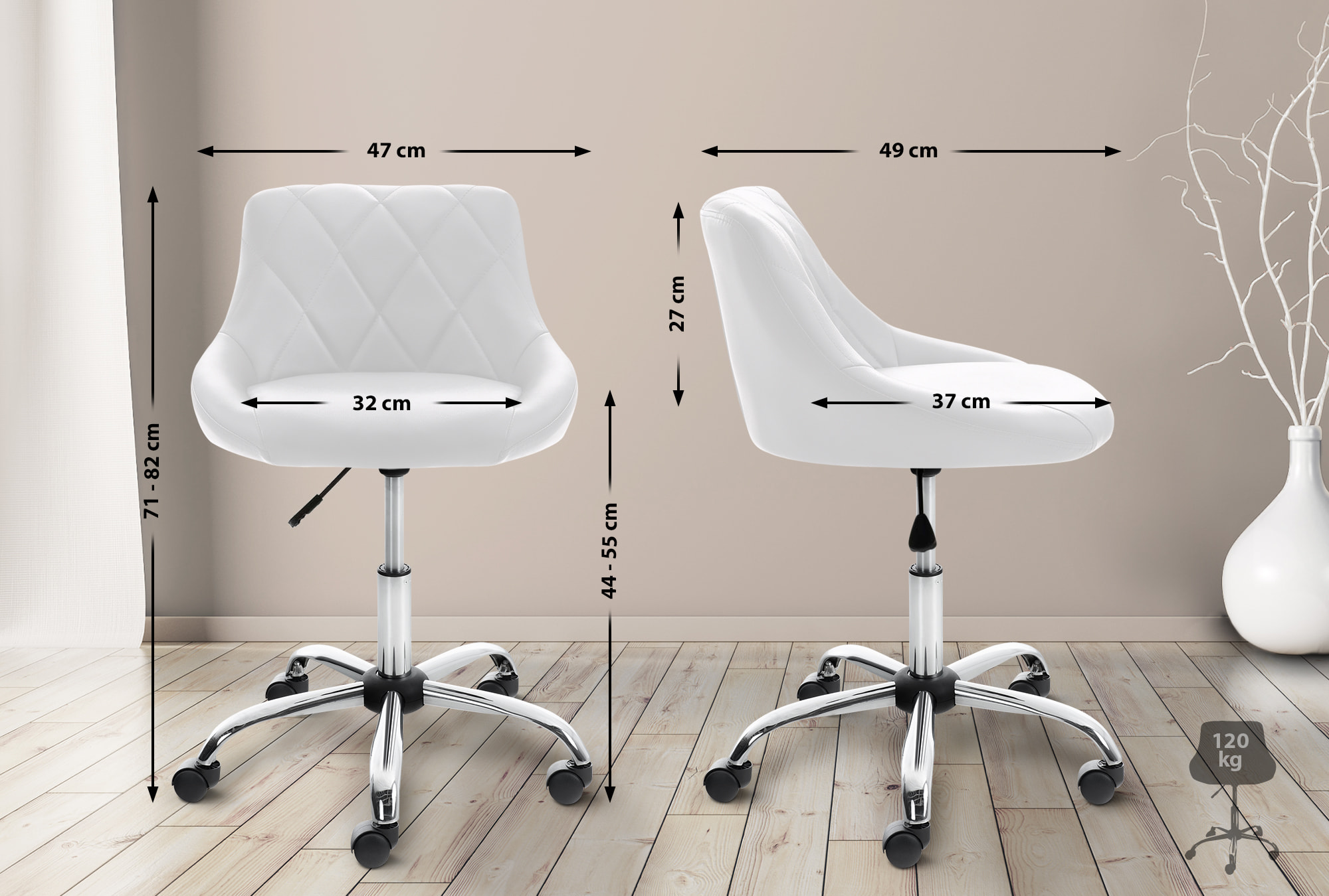 Tabouret de travail Lazio réglable en hauteur et pivotant