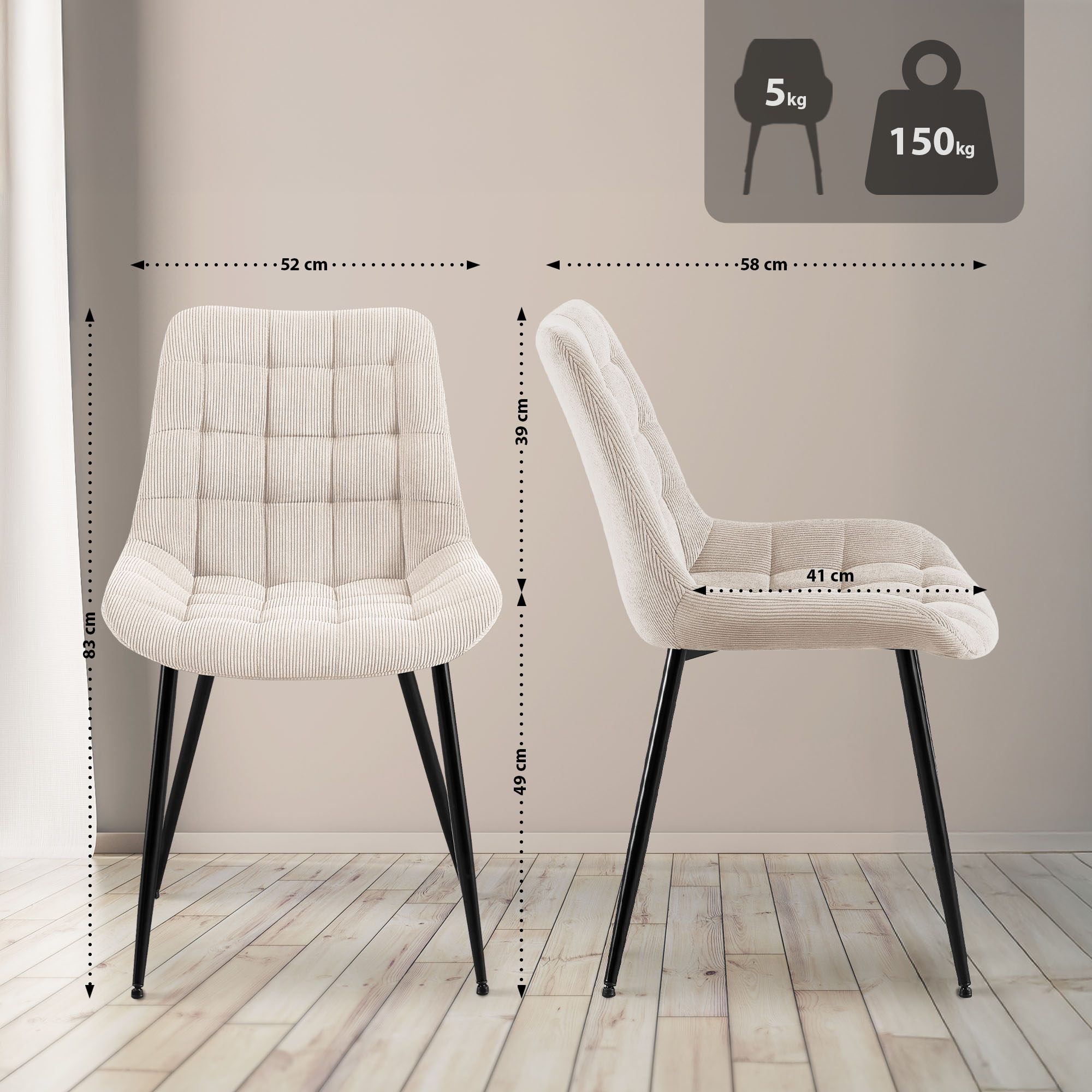 Chaise de salle à manger Sardna Cord