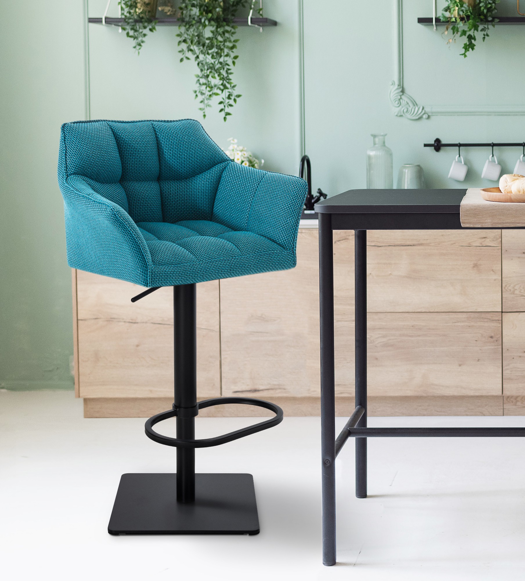 Tabouret de bar Damaso avec revetement en tissu