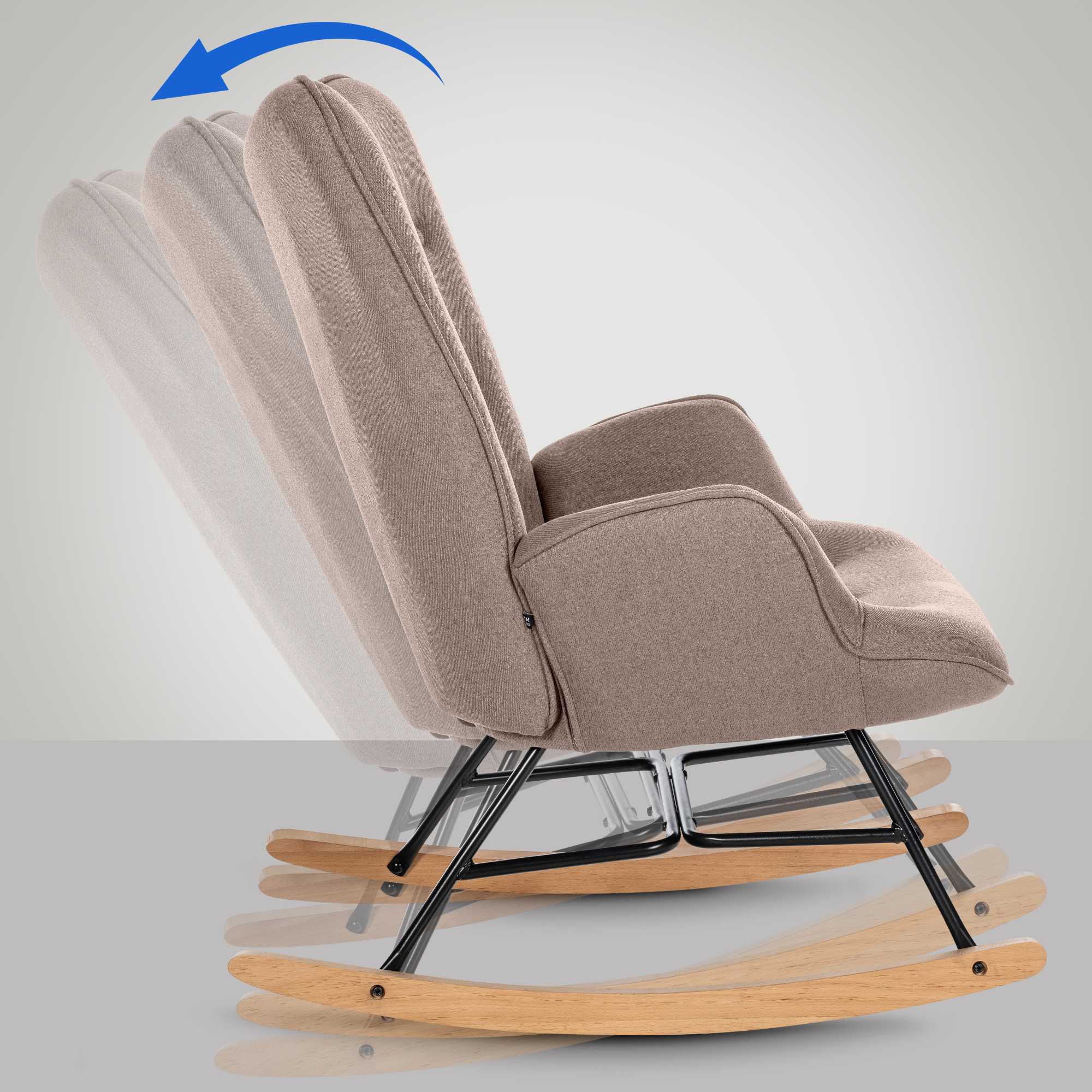 Fauteuil à bascule Sanka en tissu