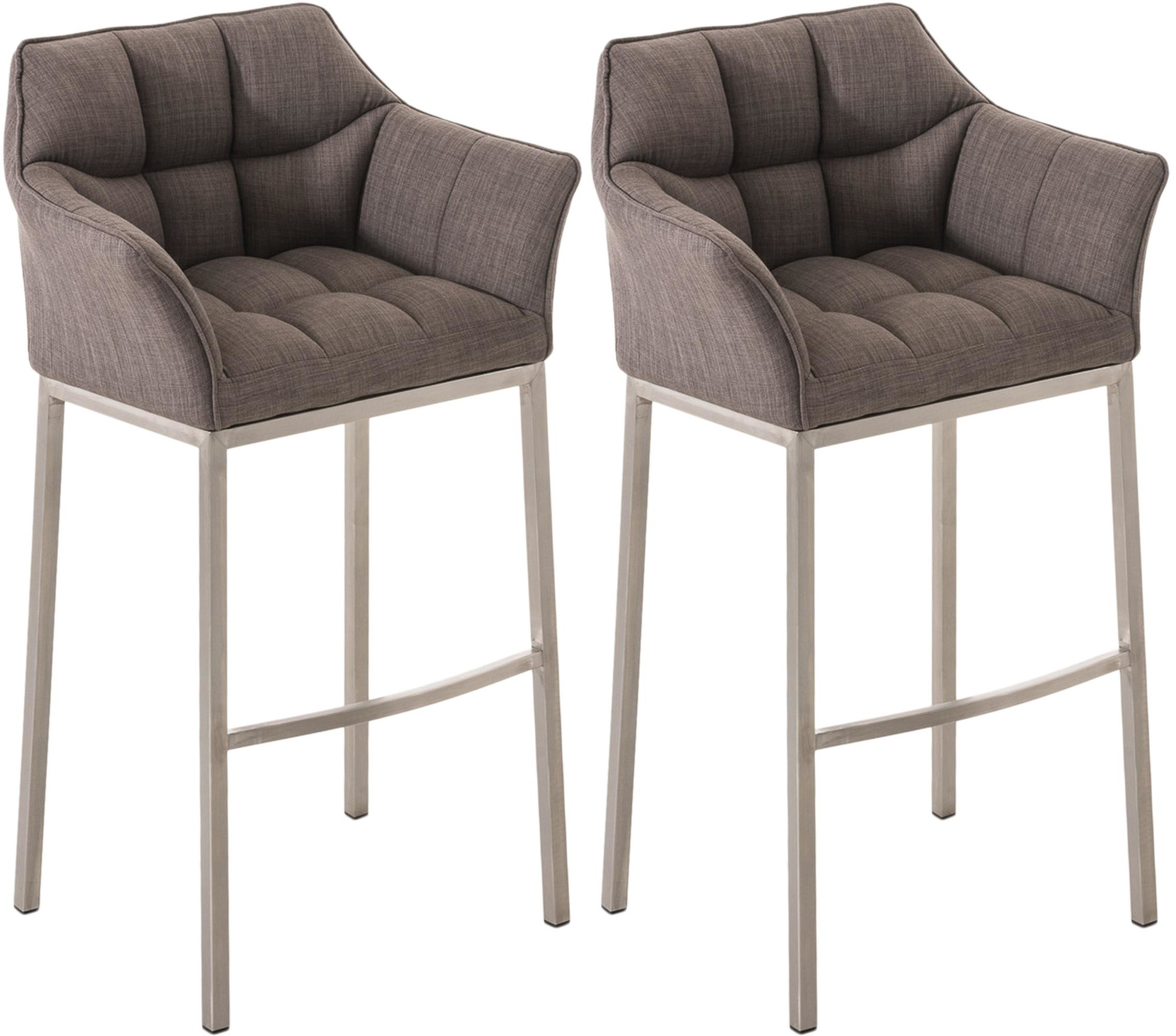 Lot de 2 tabourets de bar Damaso en tissu avec piètement à quatre pieds