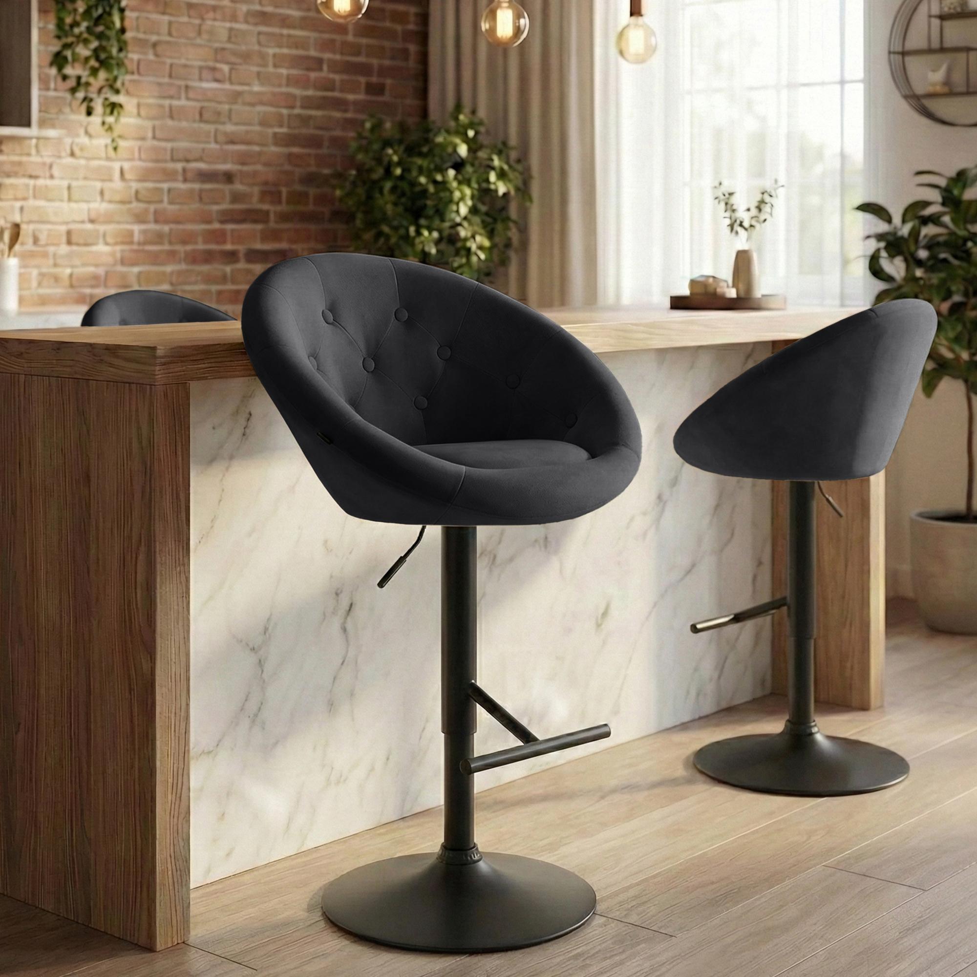 Tabouret de bar London en velours