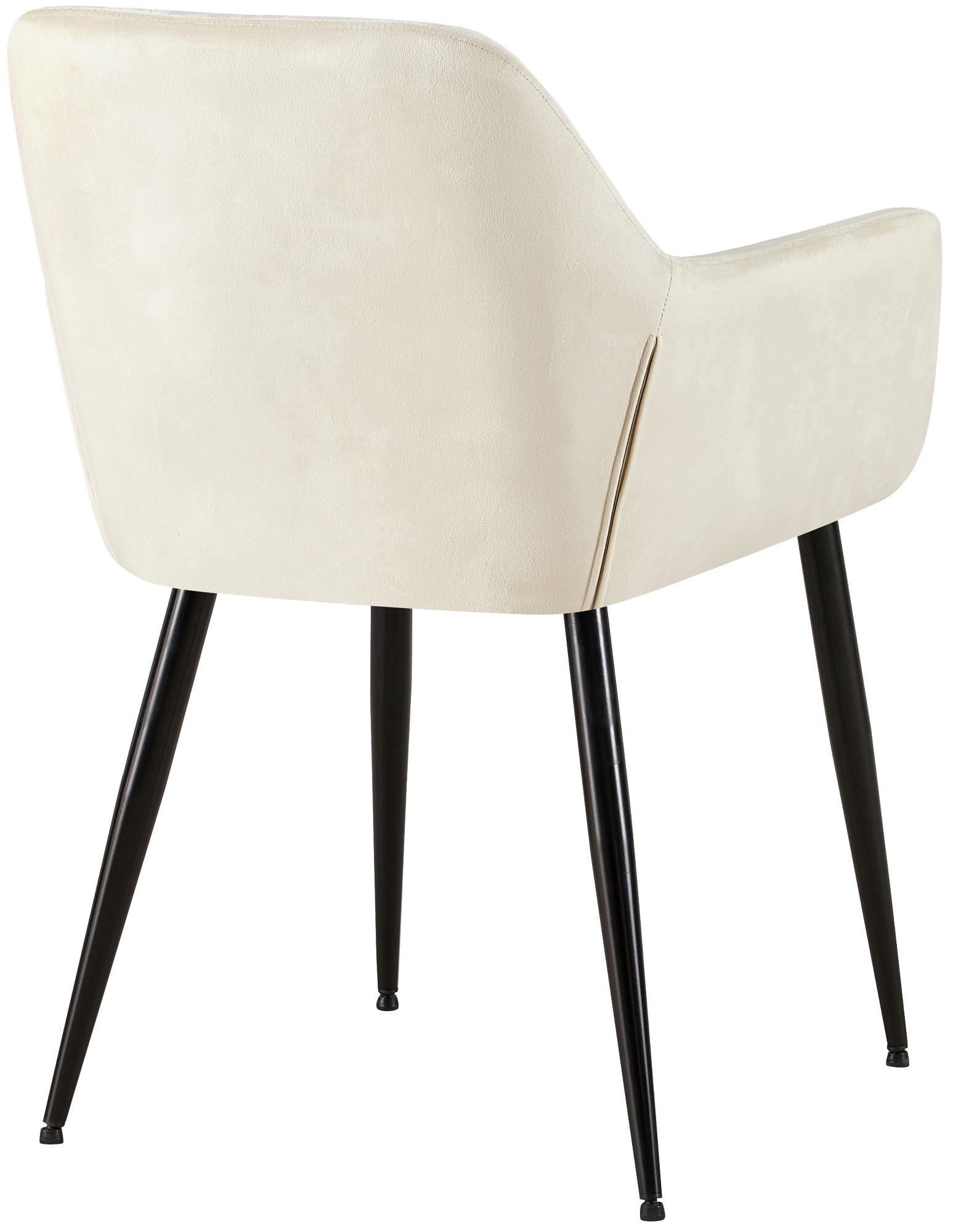 Chaise de salle à manger Emia en Velours avec Piètement en Métal noir