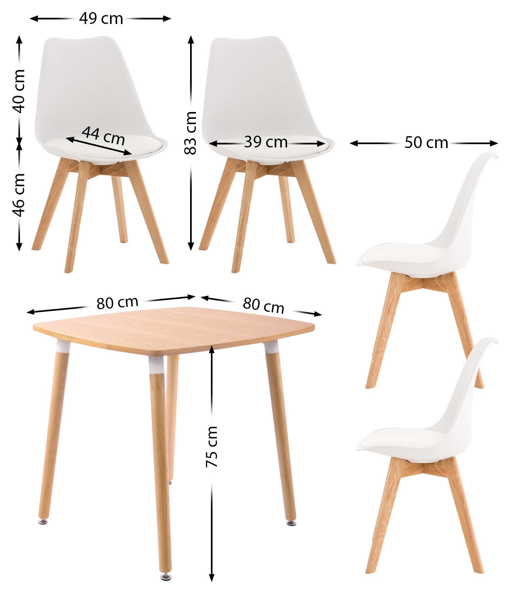 Ensemble de salle à manger Liborg avec 1 Table et 4 chaises