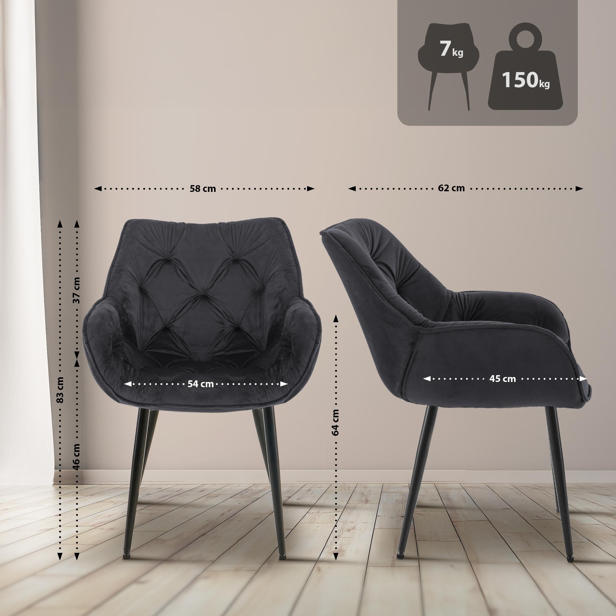Lot de 2 chaises Tanna velours
