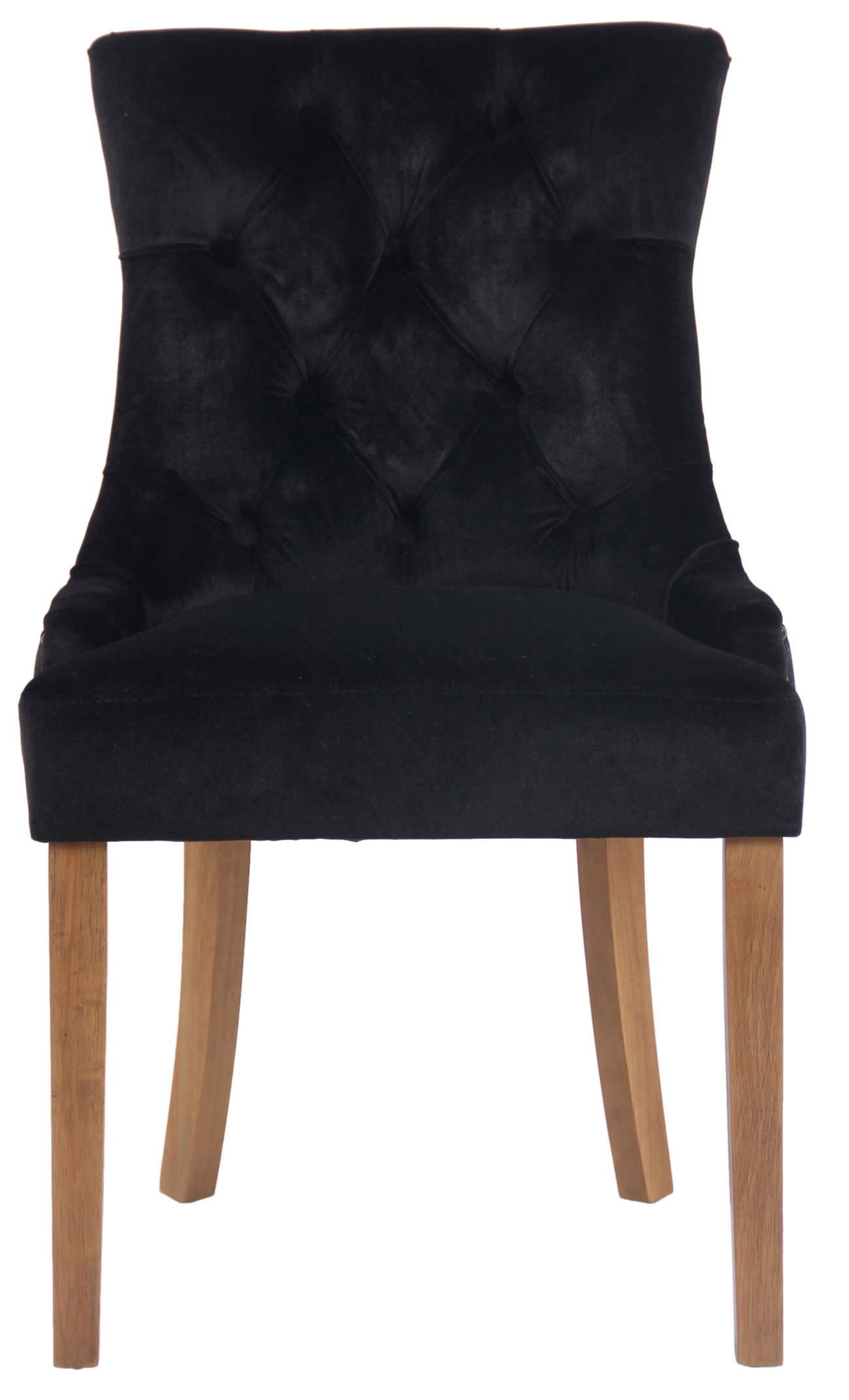 Lot de 4 Chaises de salle à manger Aberdeen en Velours Piètement en bois d'hévéa