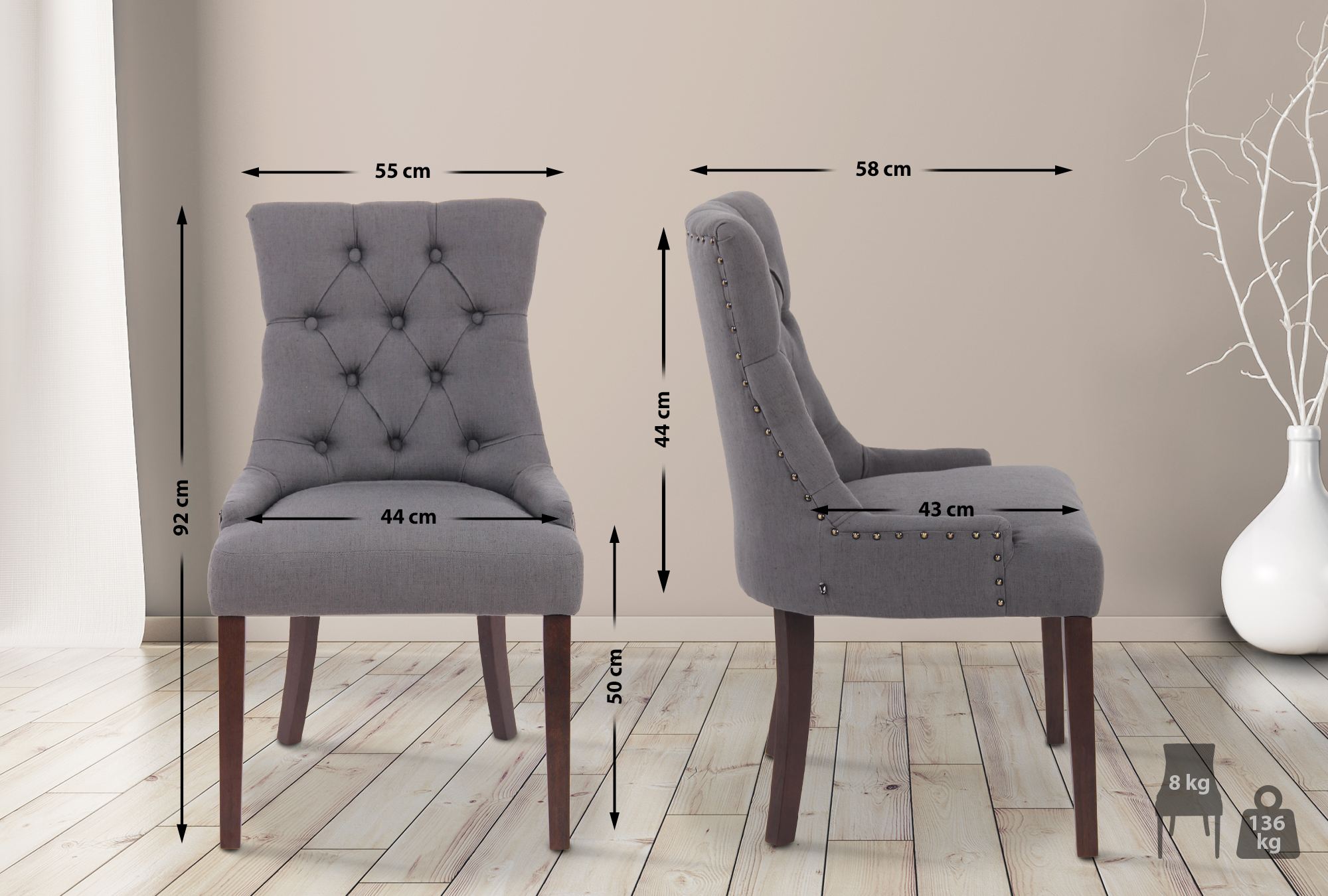 Chaise de salle à manger Aberdeen tissu