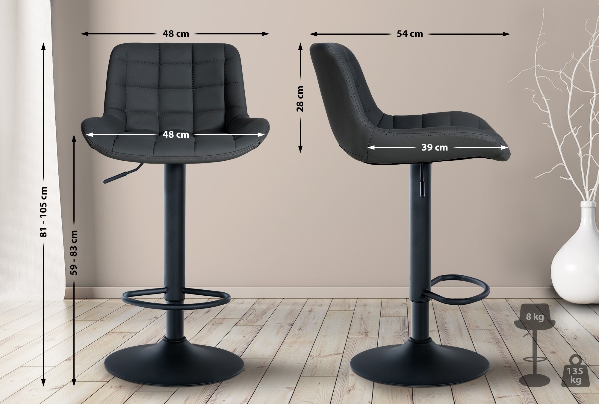 Lot de 2 tabourets de bar Tover