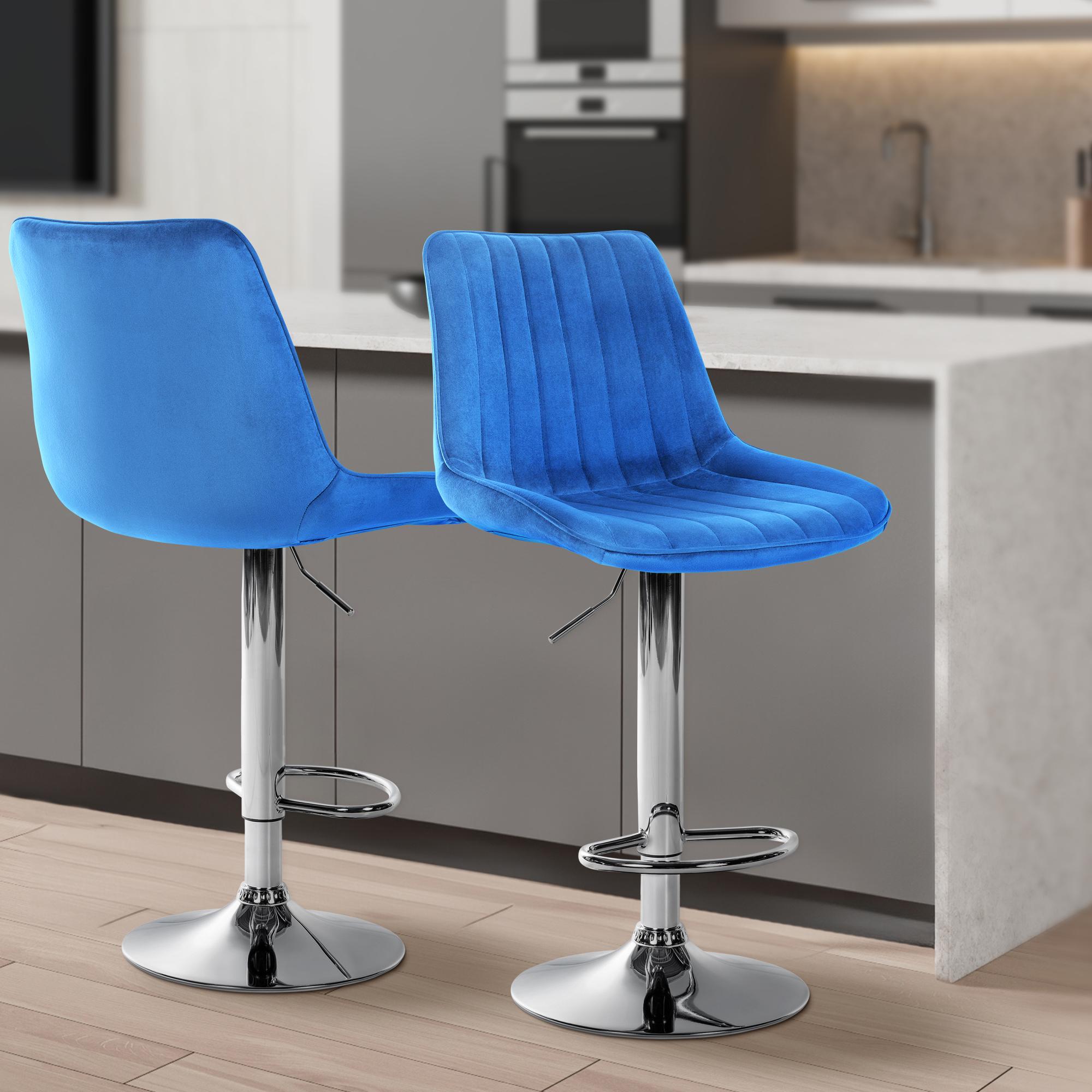 Tabouret de bar Toni en Velours Pied trompette en Métal