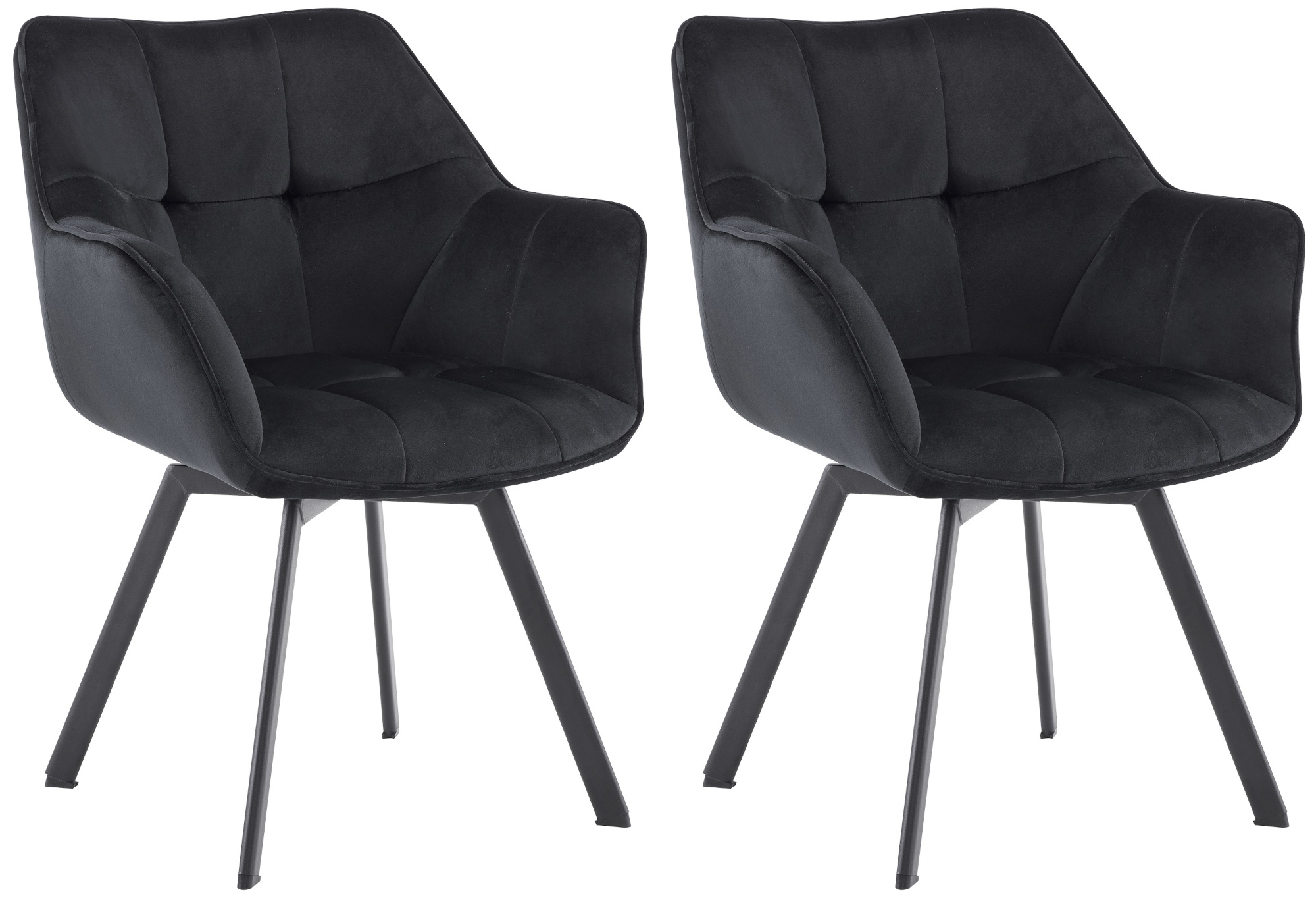 Lot de 2 chaises de salle à manger Jordi velours