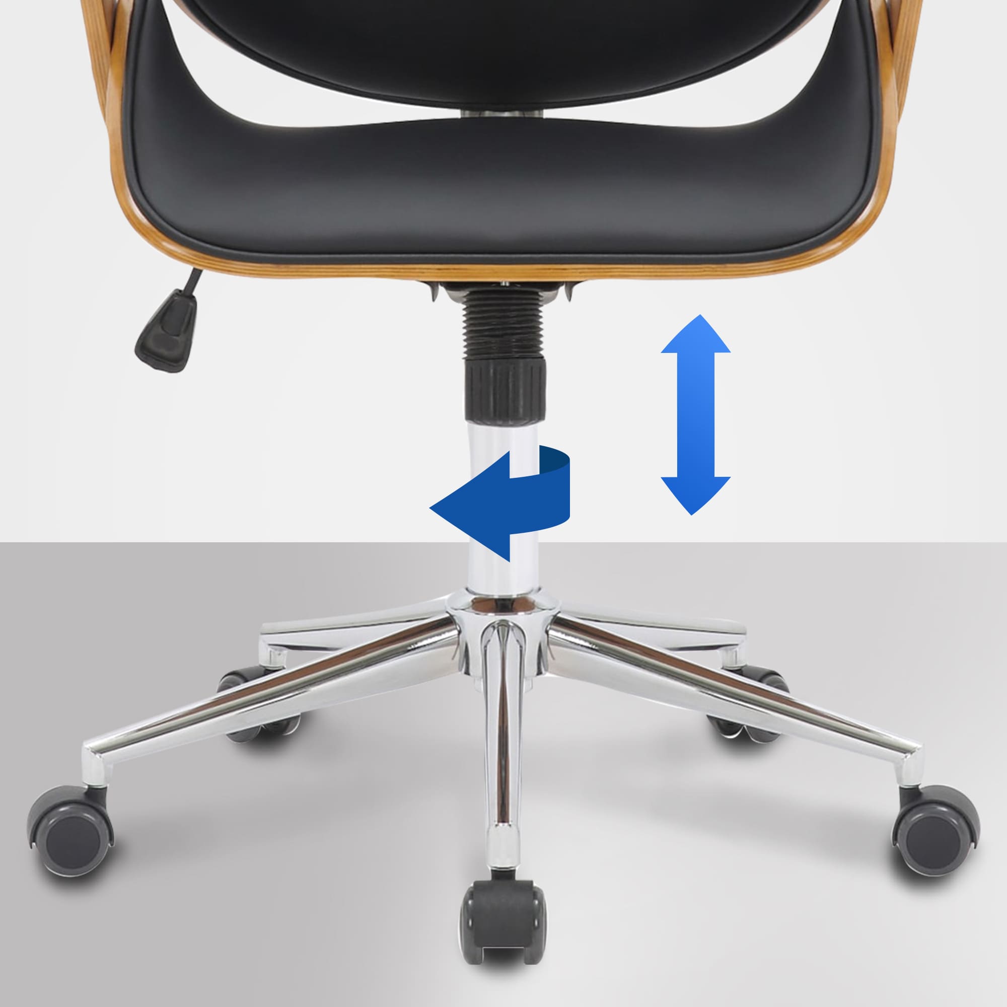 Fauteuil de bureau Chicago en similicuir avec coque d'assise en bois