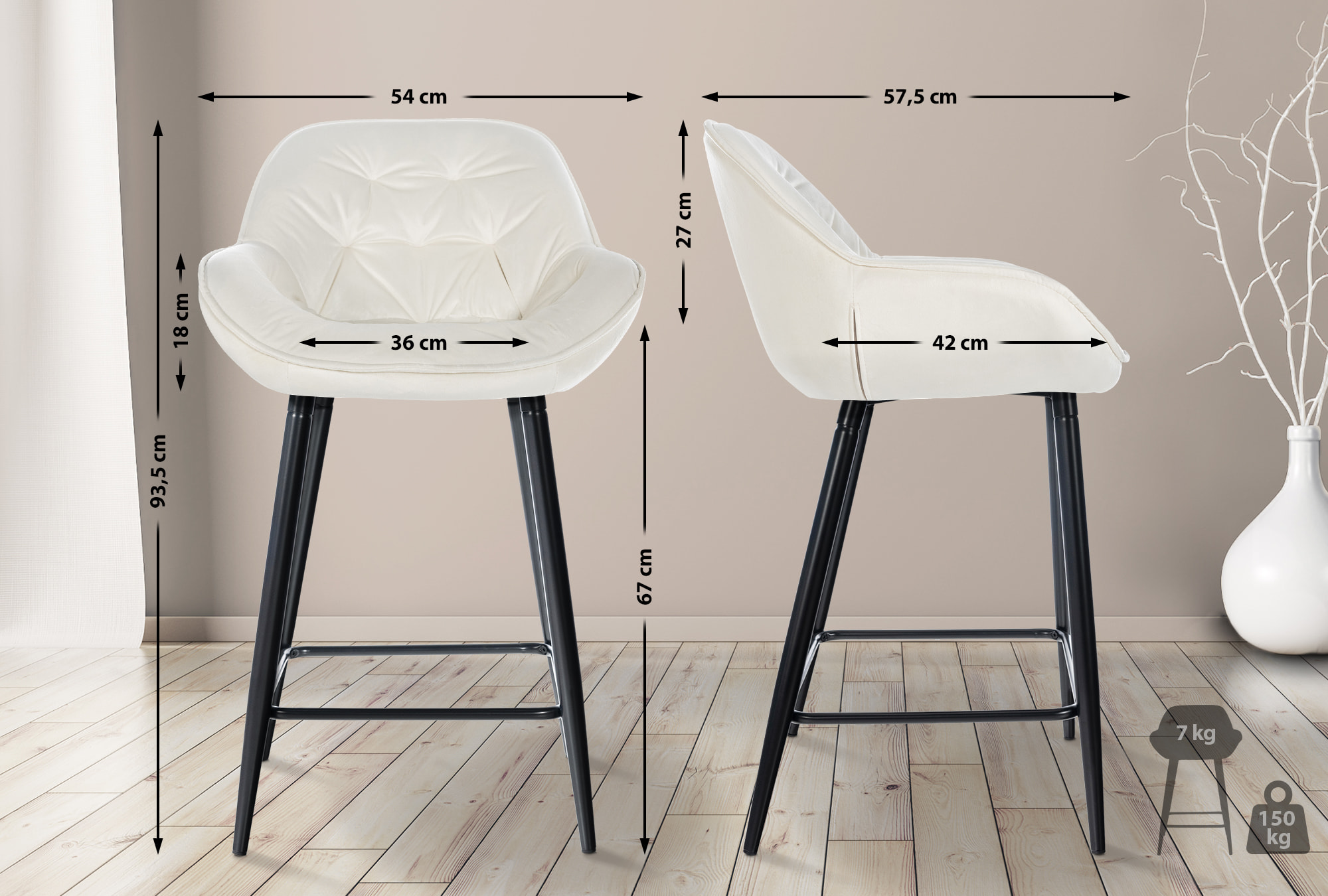 Tabouret de bar Gibson avec Pieds en Métal