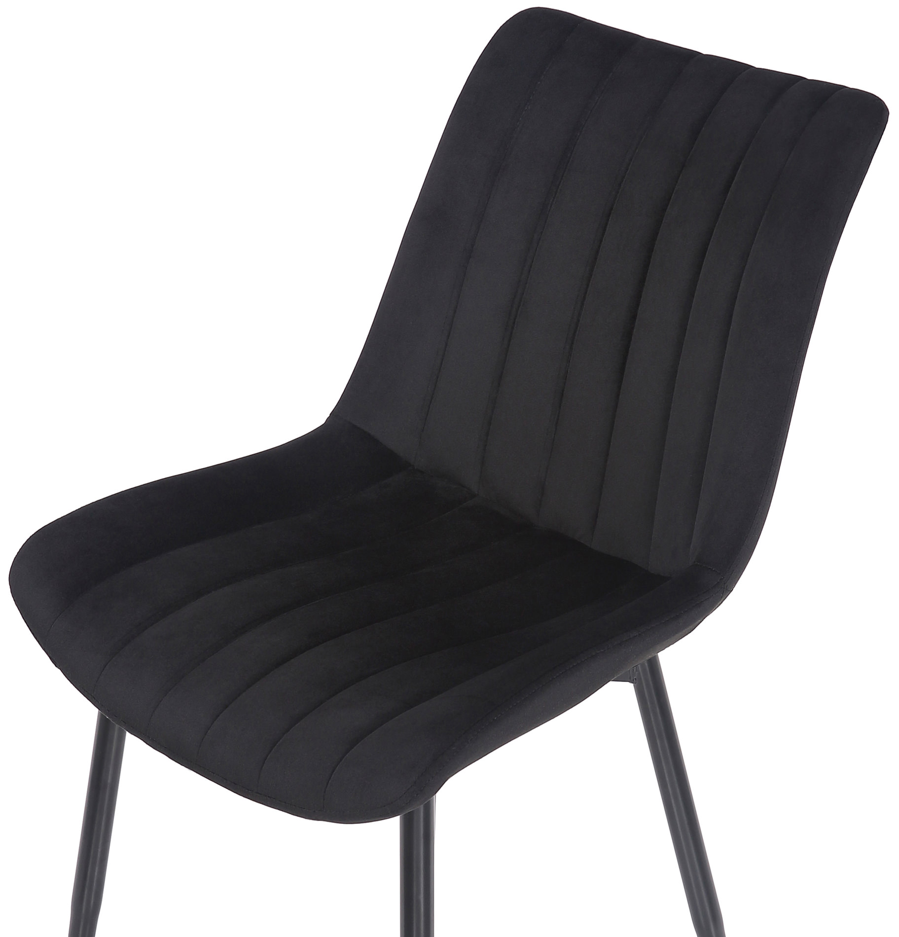 Lot de 2 Chaises de salle à manger Rahden en Velours avec Piètement en métal noir
