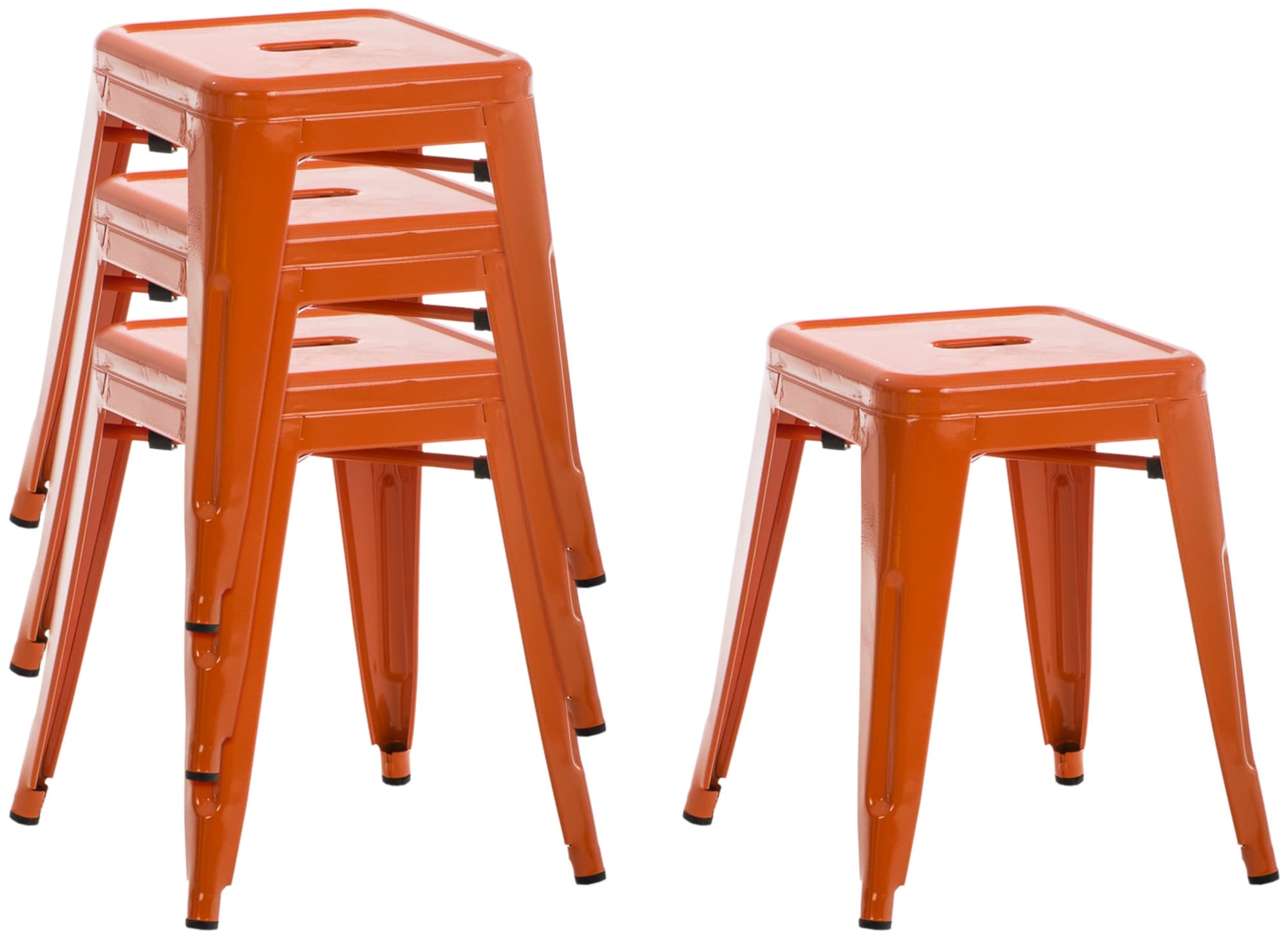 Lot de 4 tabourets bas au style industriel Armin en métal