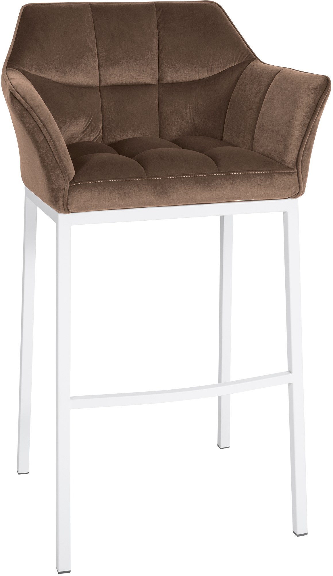 Tabouret de bar Damaso en velours avec pietement a quatre pieds