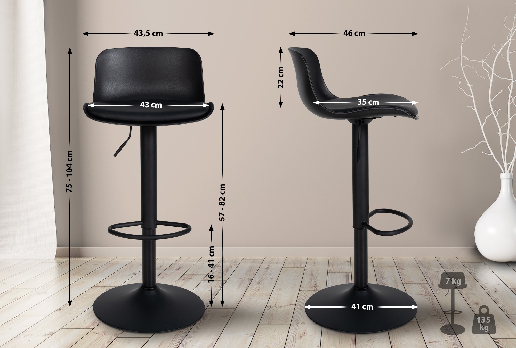 Tabouret de bar Almada similicuir