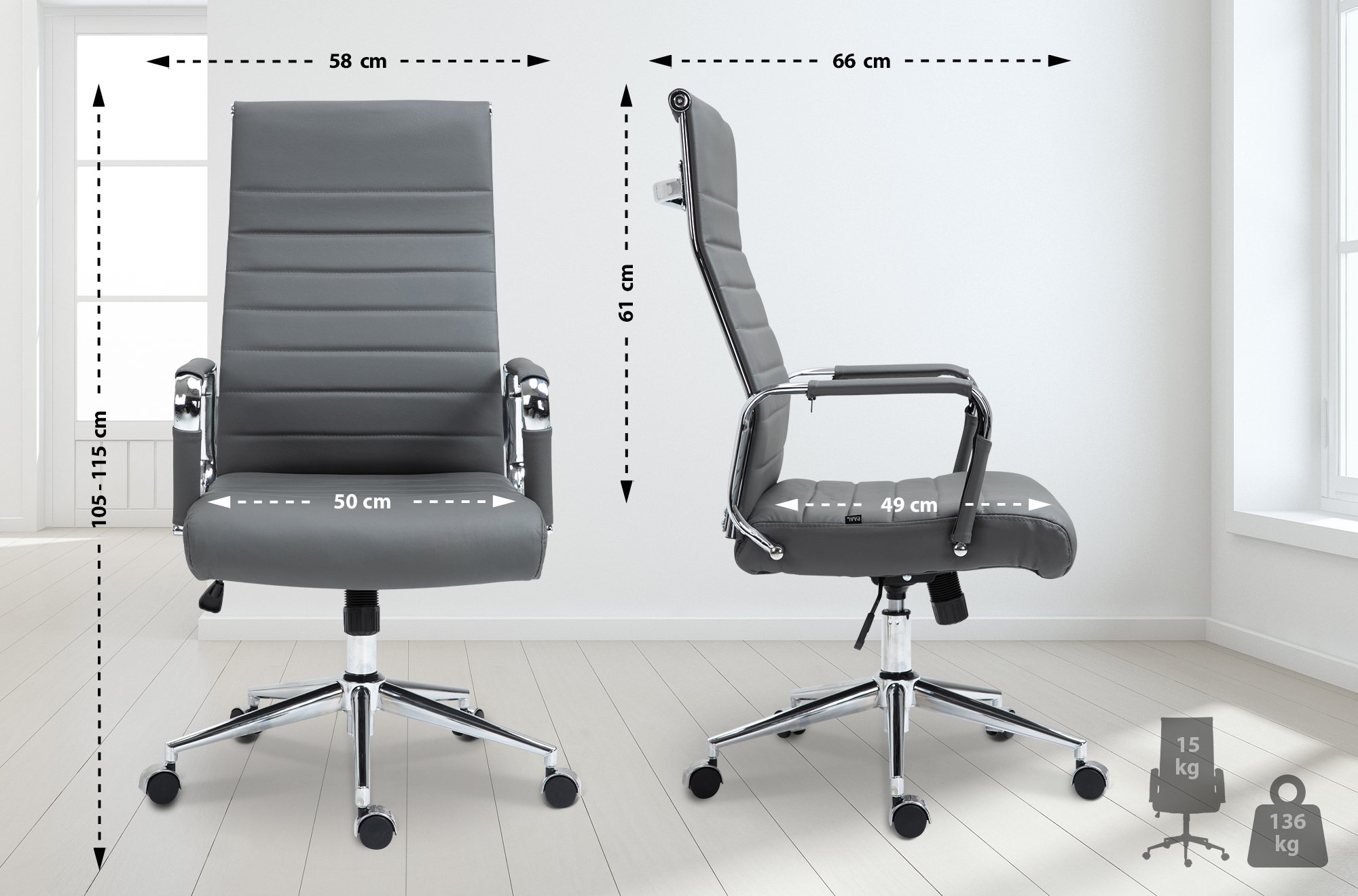 Chaise de bureau Kolumbus cuir véritable